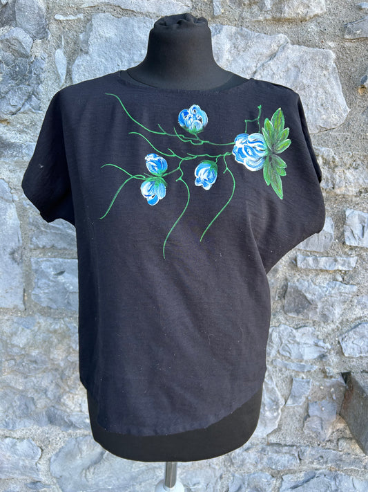 90s hand painted black top uk 8-10
