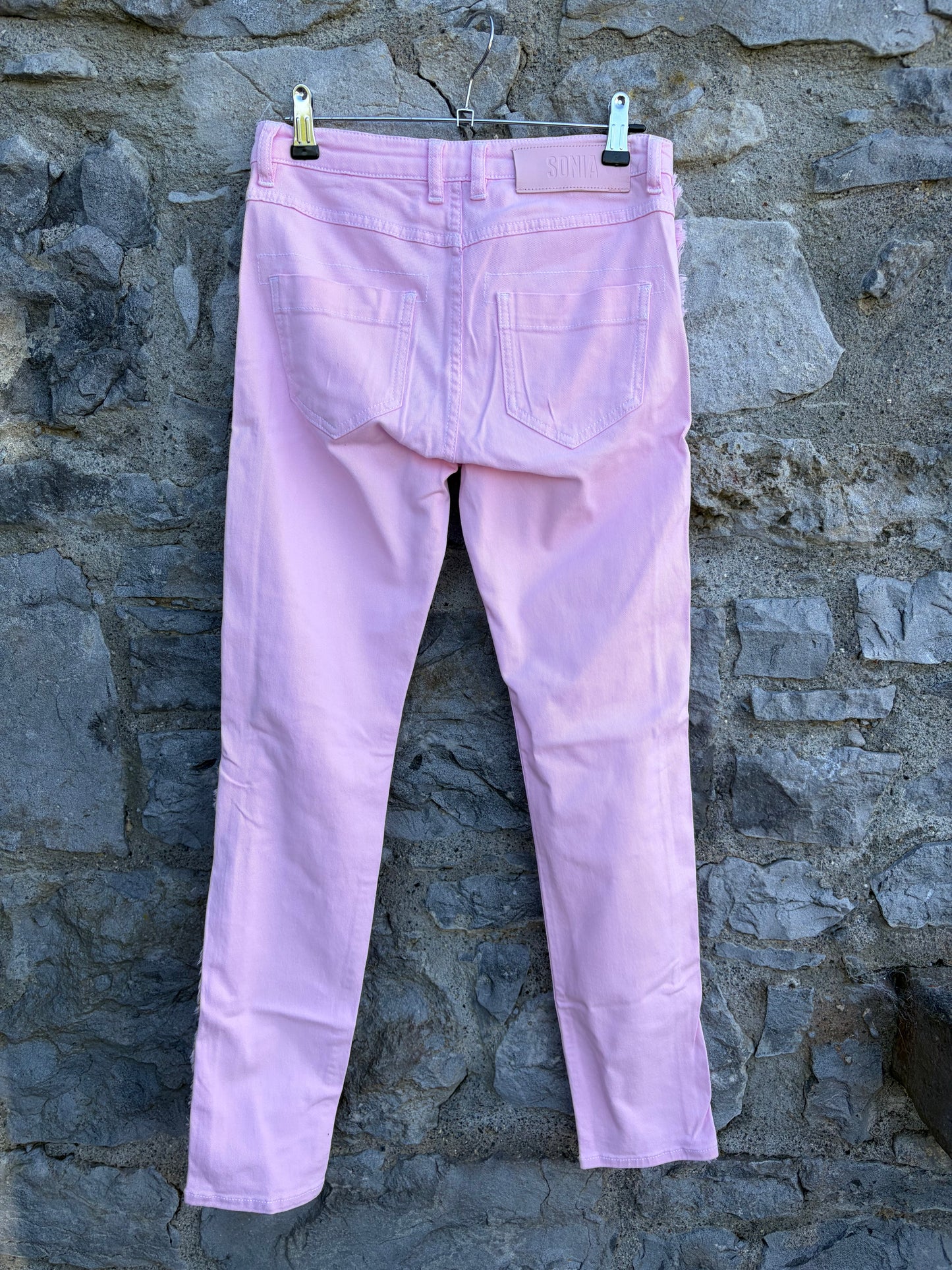 Pink jeans with side fringe uk 8-10