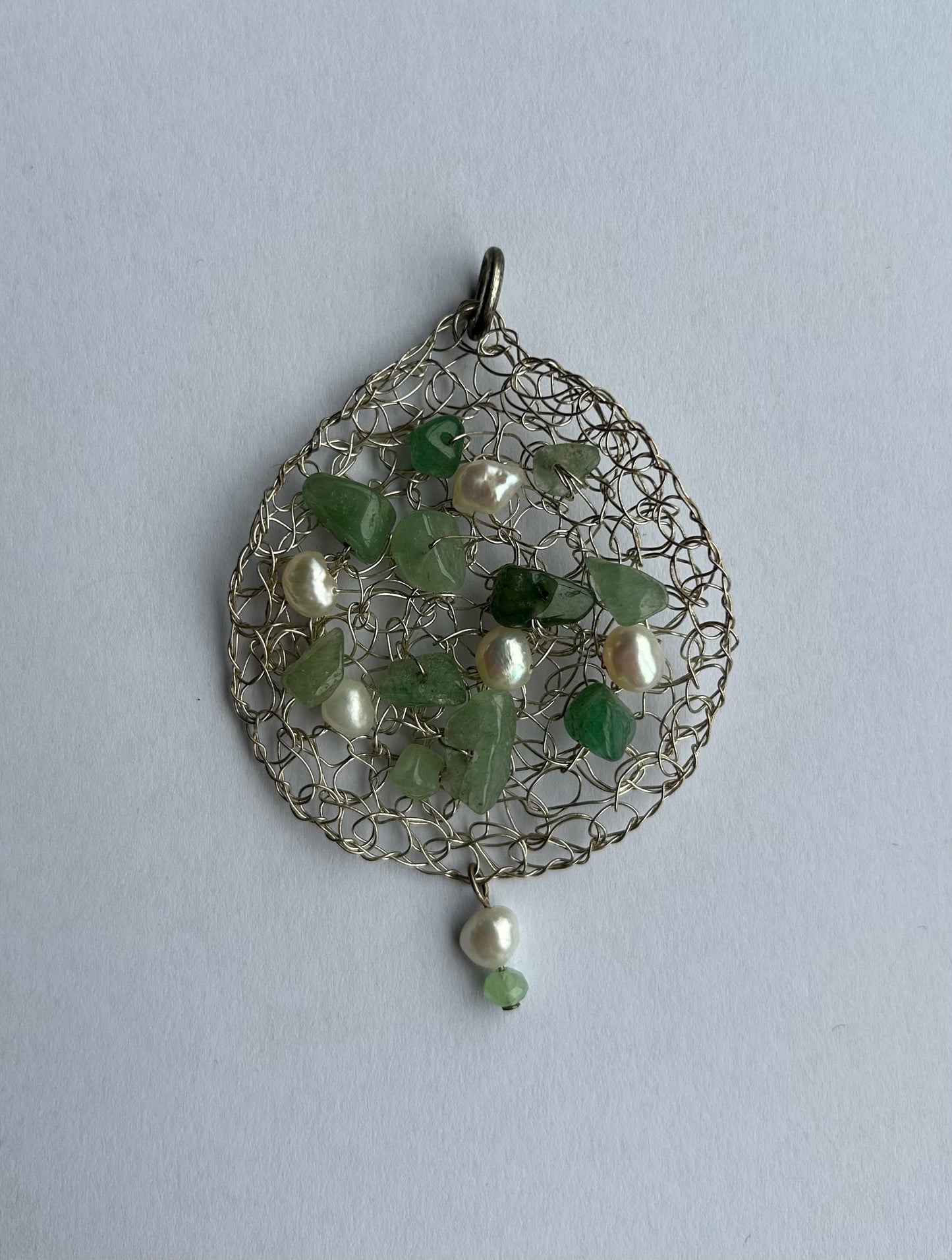 Handmade silver and jade pendant