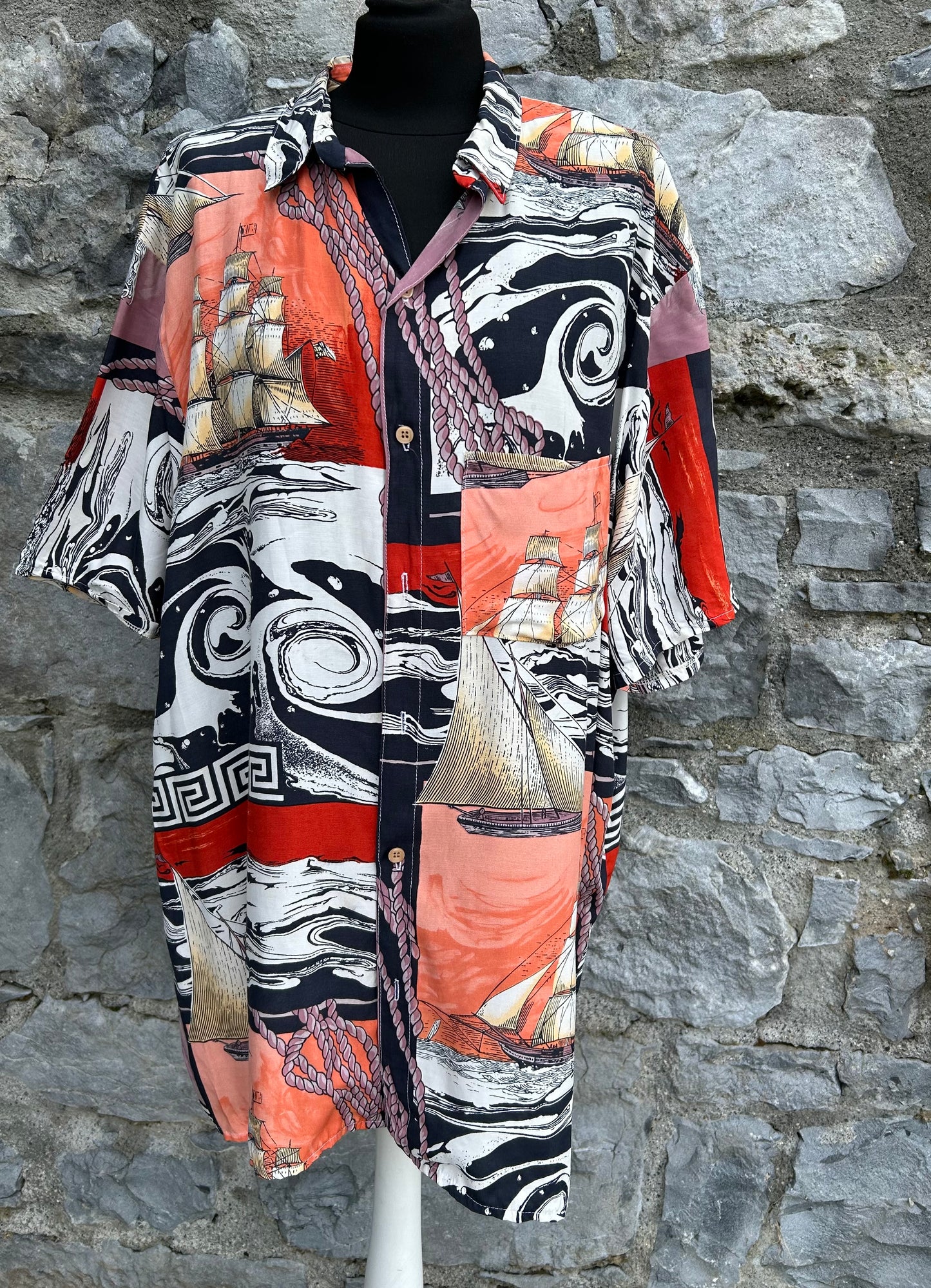 80s ships patchwork shirt Large