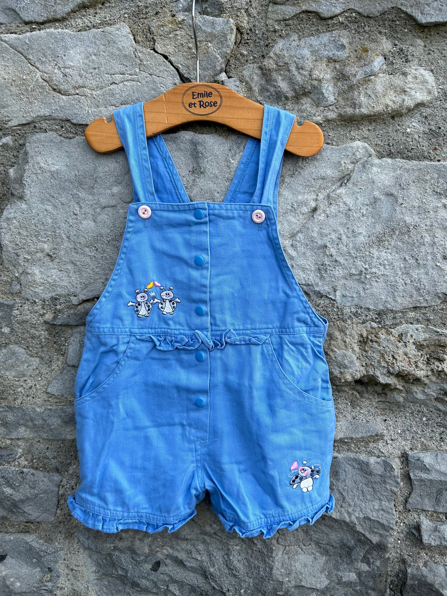 Y2K blue short dungarees 9-12m (74-80cm)