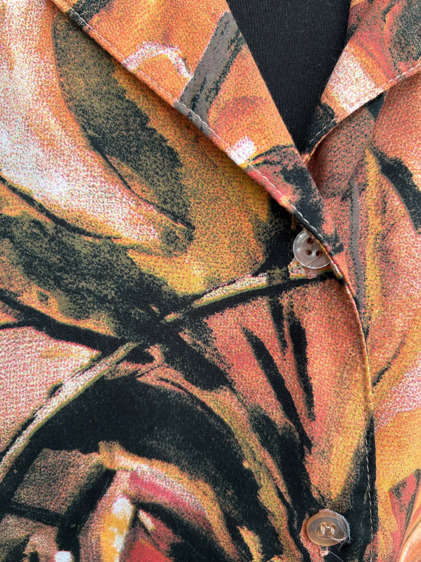 90s abstract orange blouse uk 12