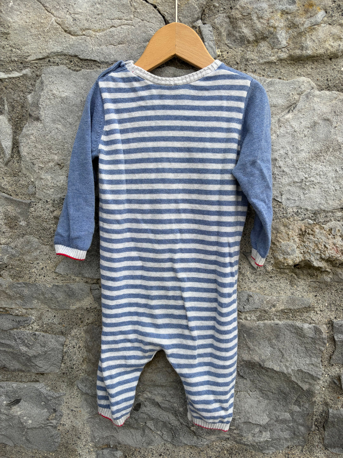 Blue&white striped knit romper 3-6m (62-68cm)