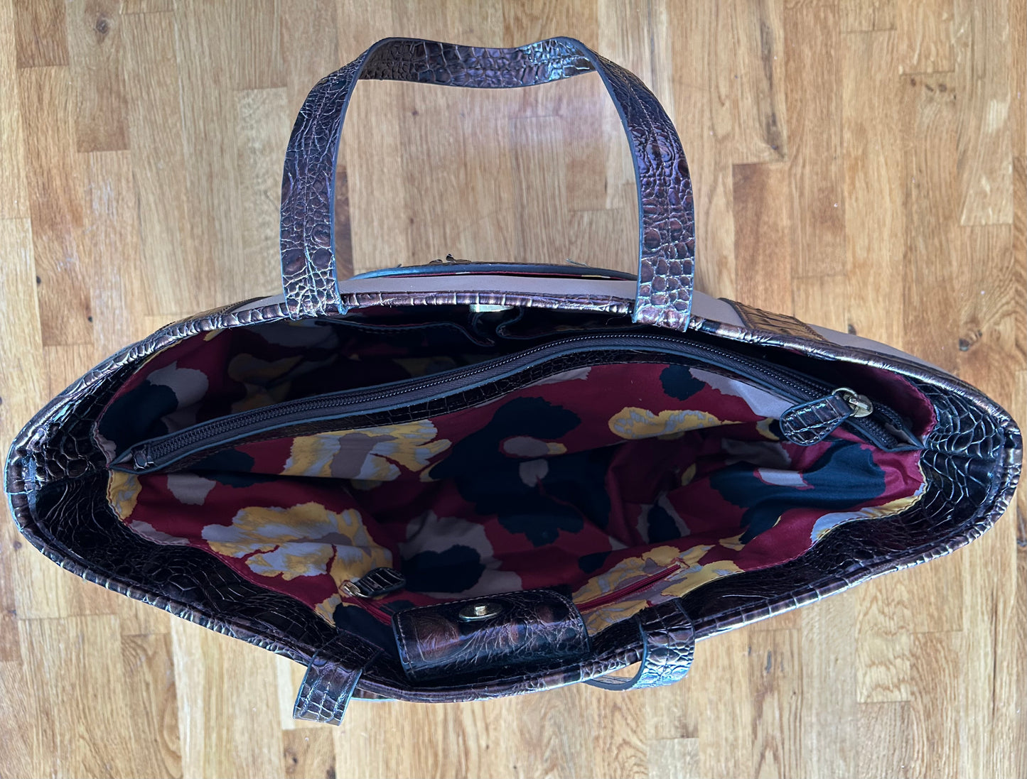 Beige and brown handbag