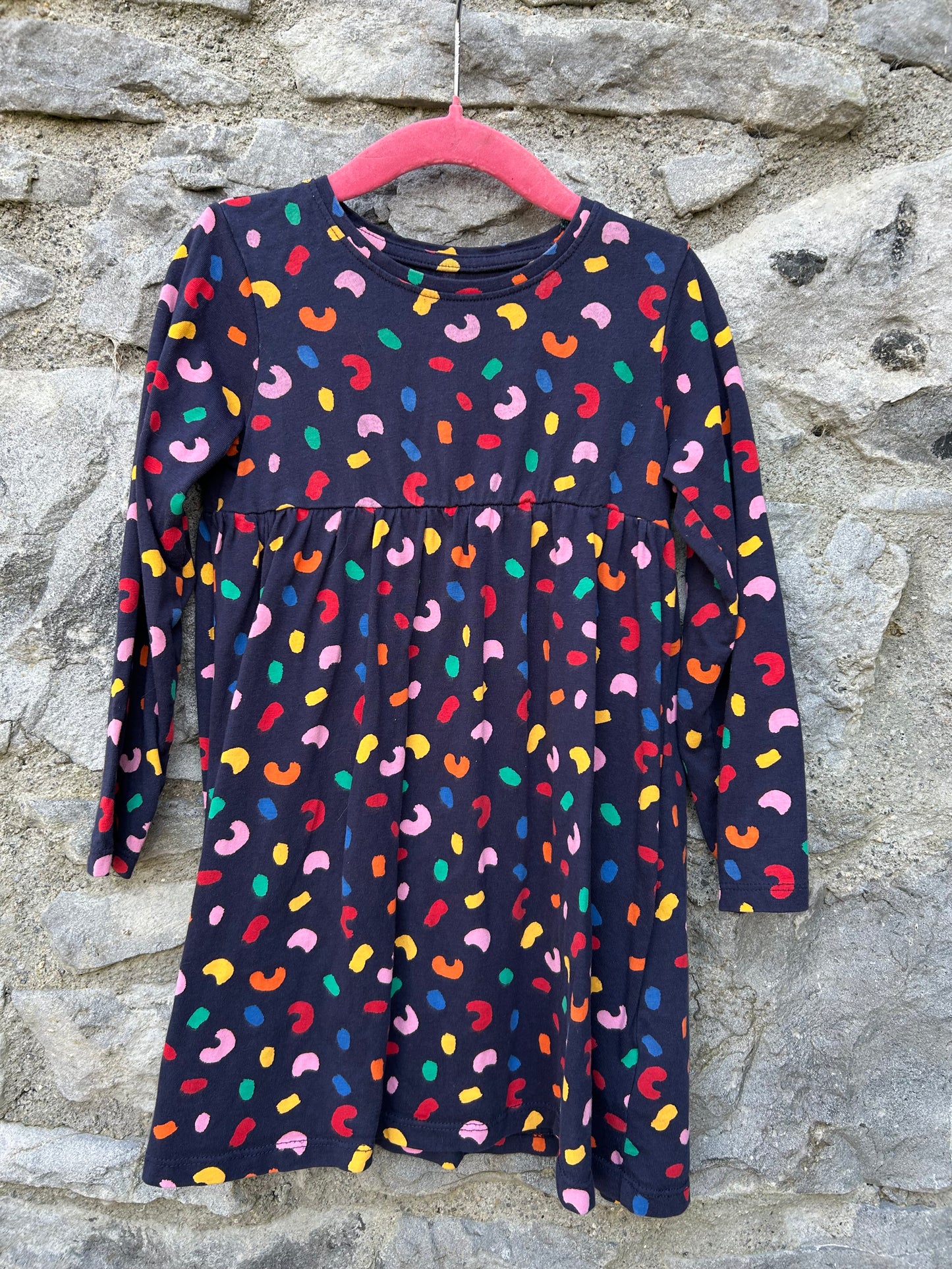 Colourful pattern navy dress 3-4y (98-104cm)