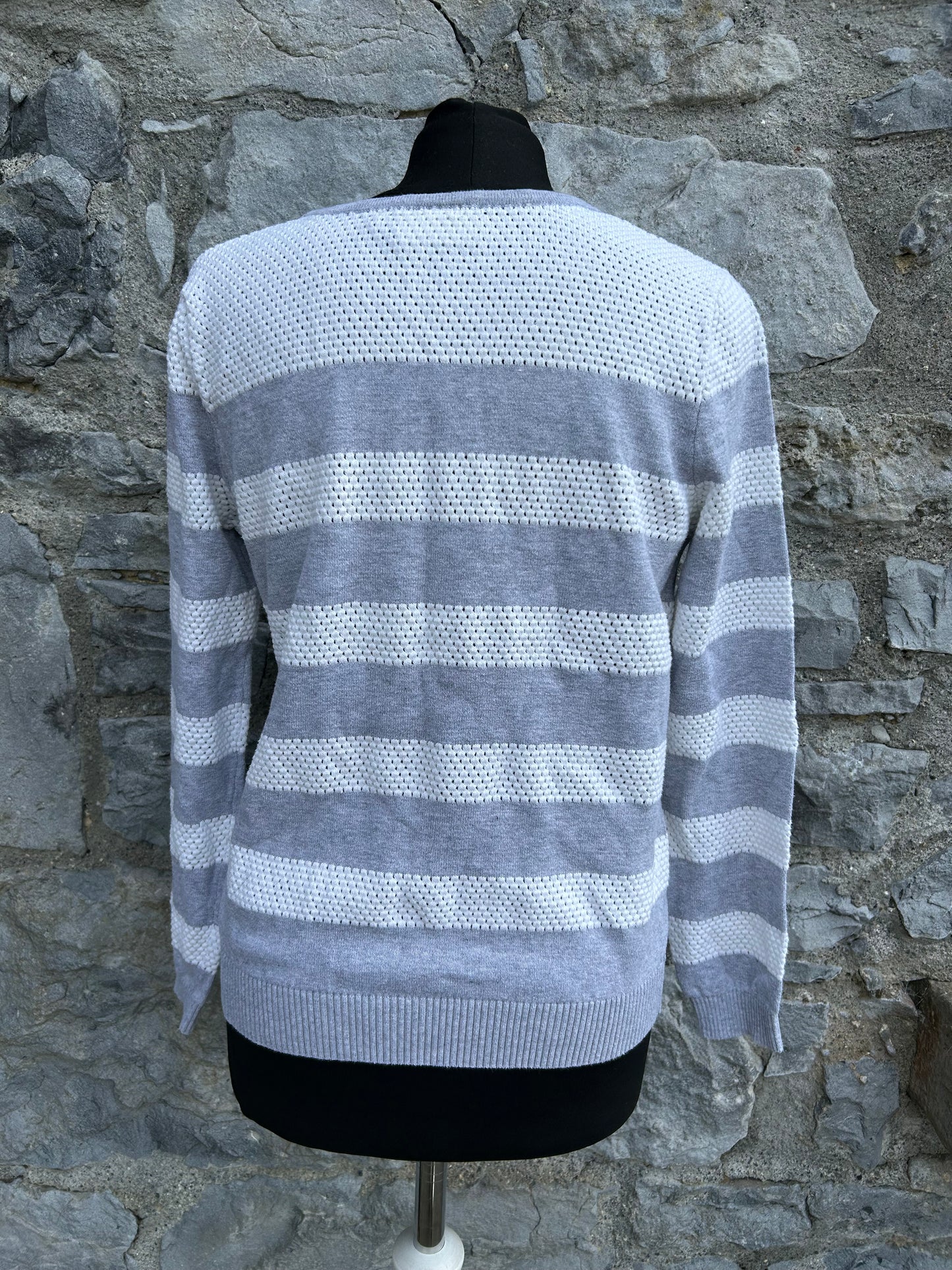 Grey&white stripy jumper uk 8-10