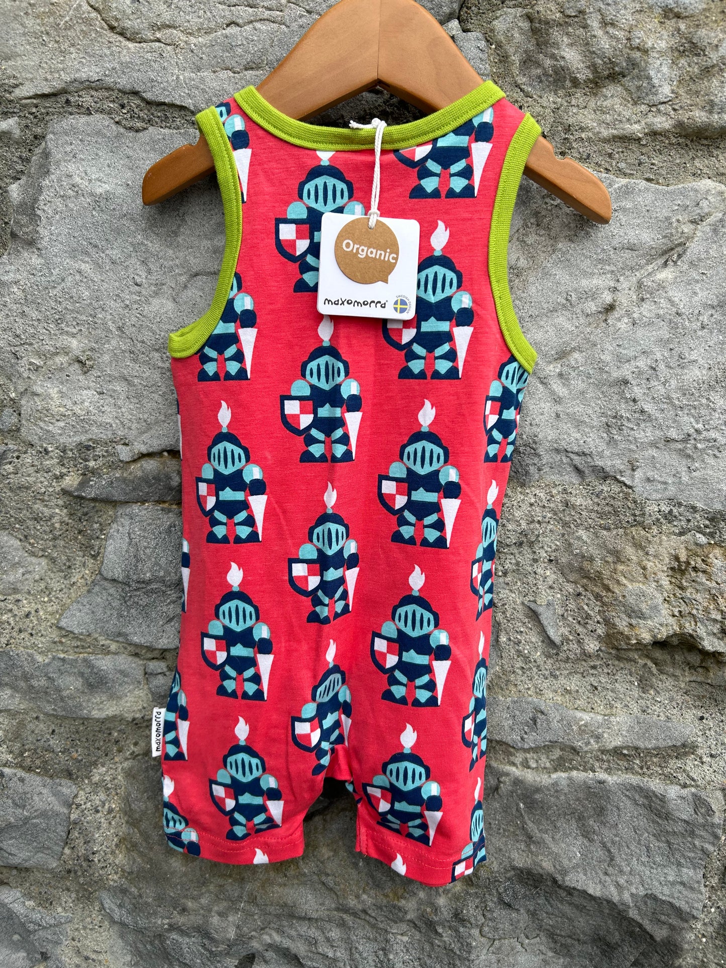Knights red short dungarees 0-1m (50-56cm)
