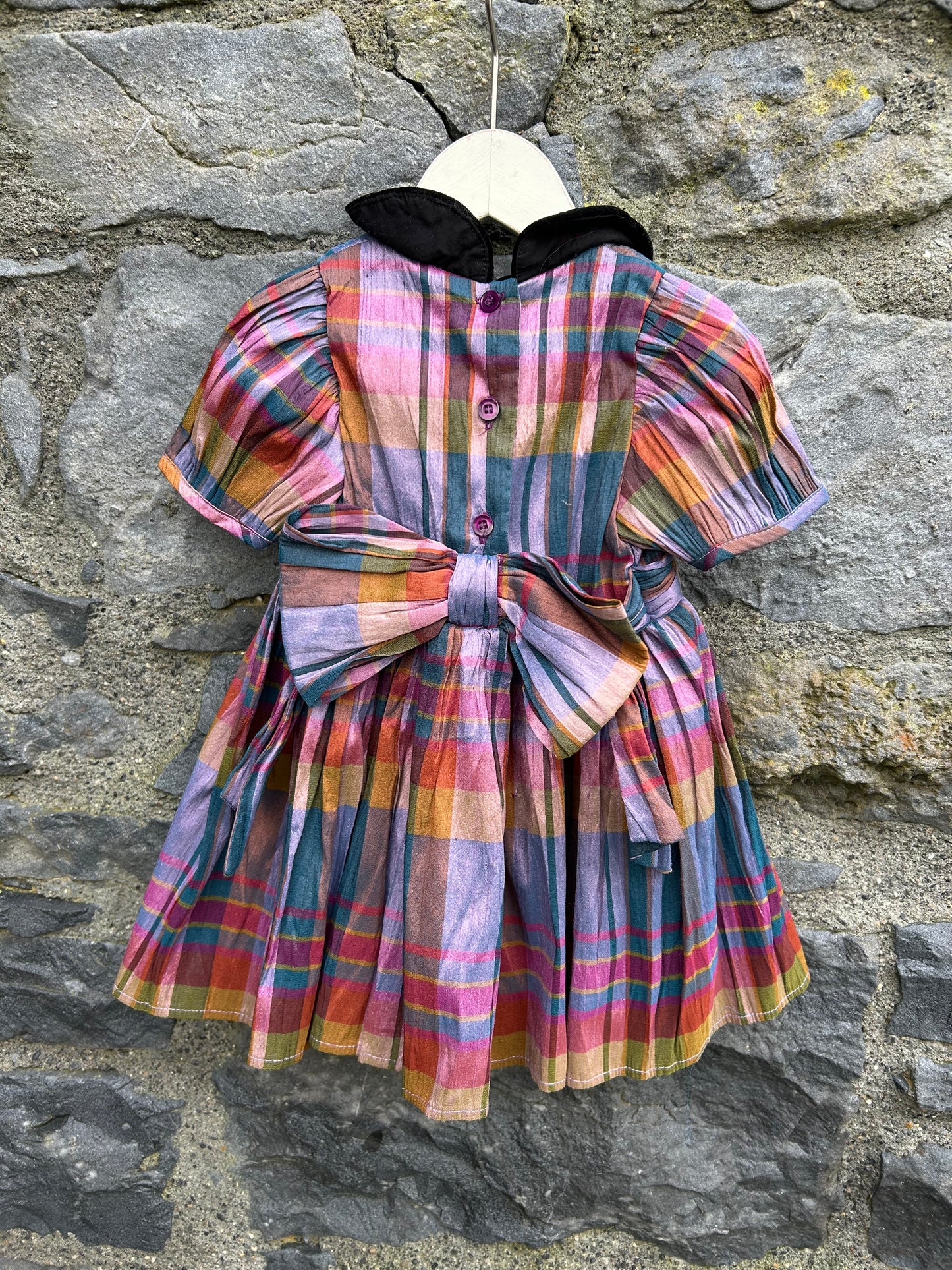 Purple check taffeta dress 6-9m (68-74cm)