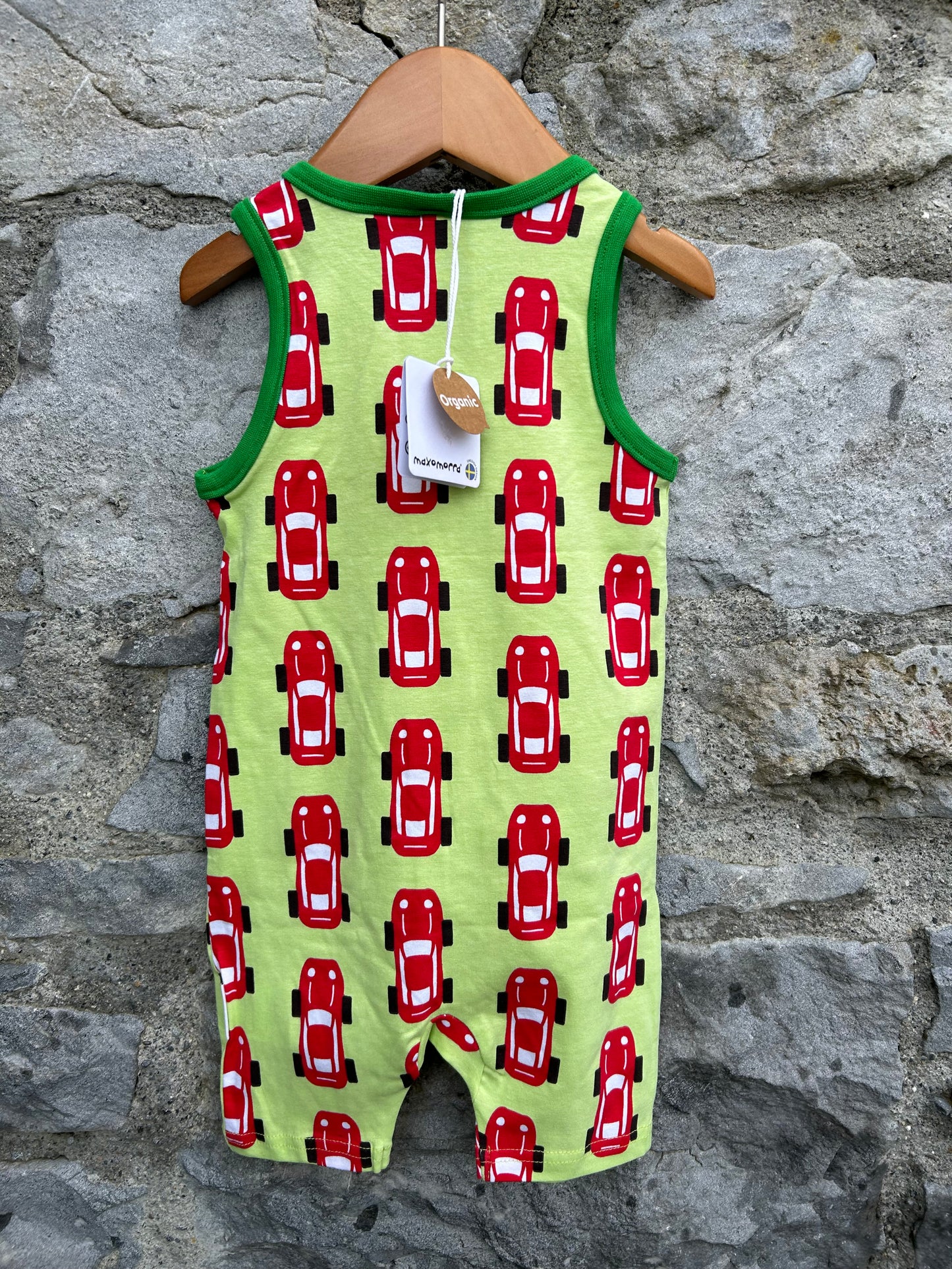 Race cars green rompers 6m (68cm)