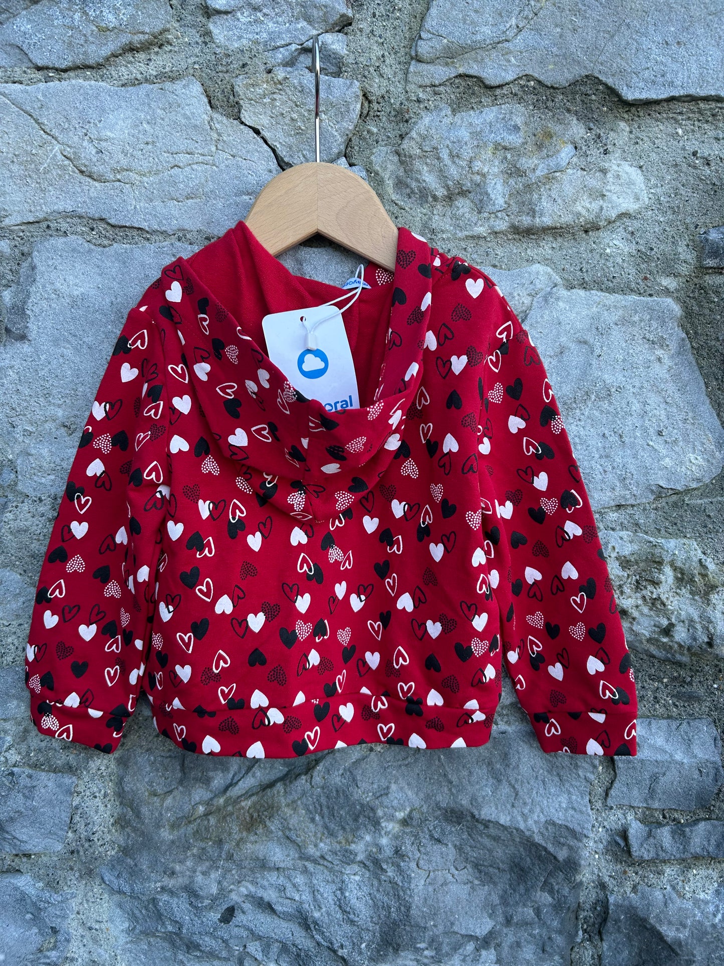 Hearts red hoodie 2-3y (92-98cm)