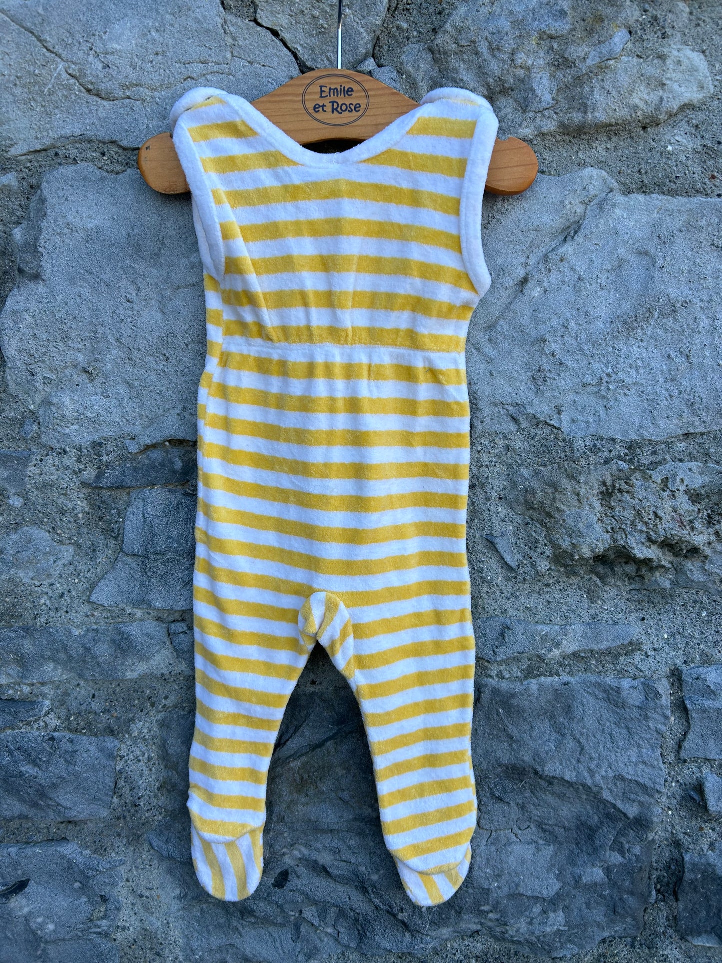 80s yellow stripy dungarees 3-6m (62-68cm)