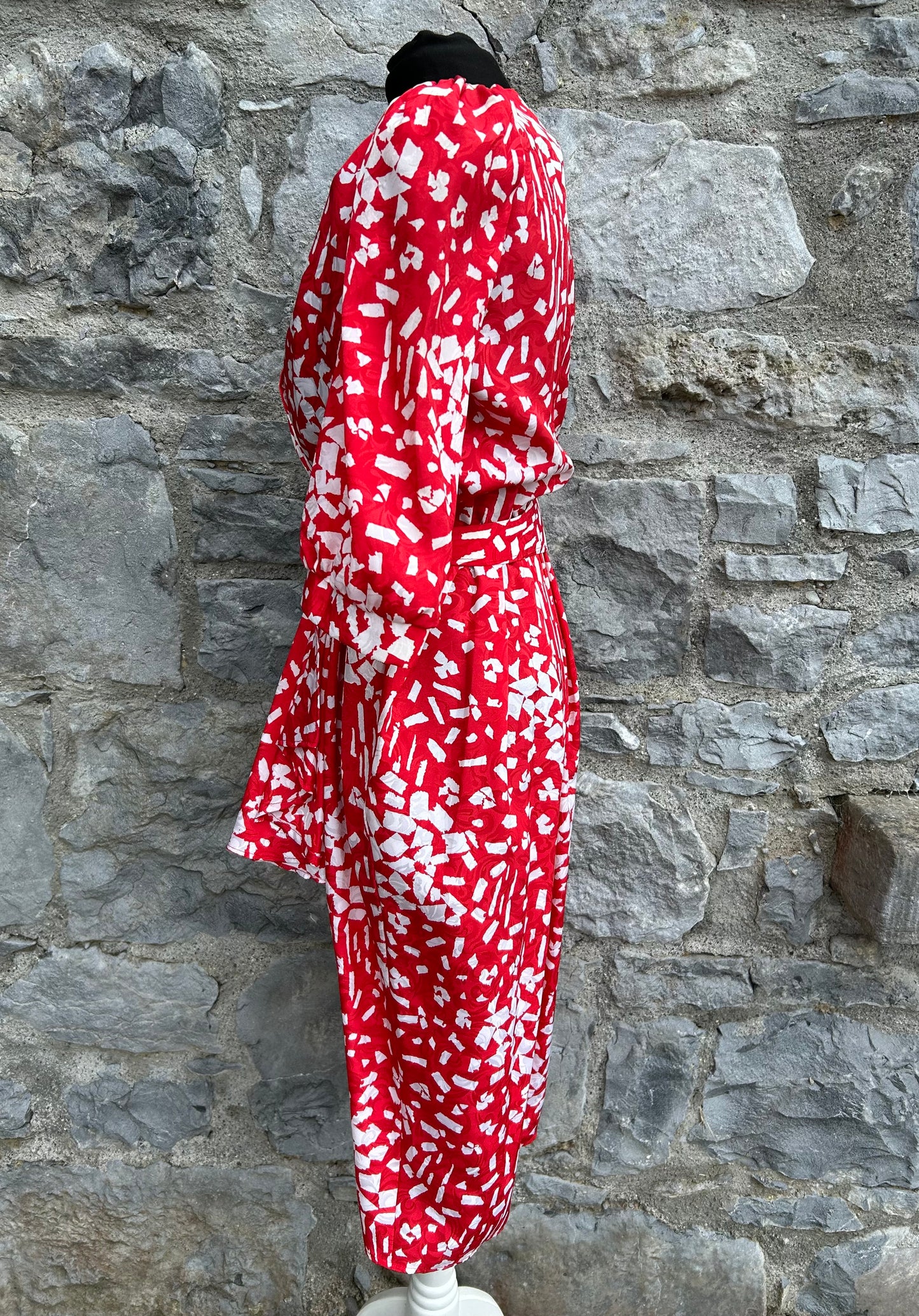 80s geometric red dress uk 8-10