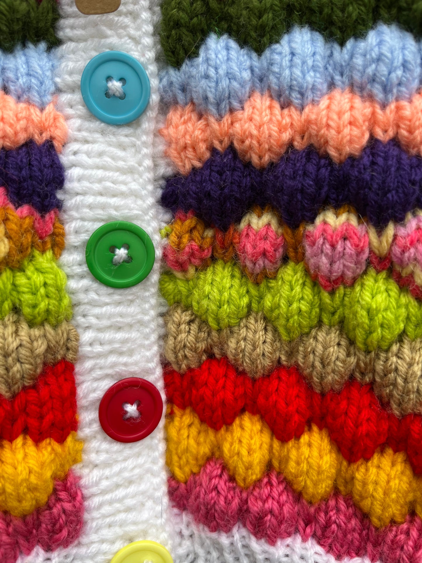 Colourful green bubble knit cardigan 2-3y (92-98cm)