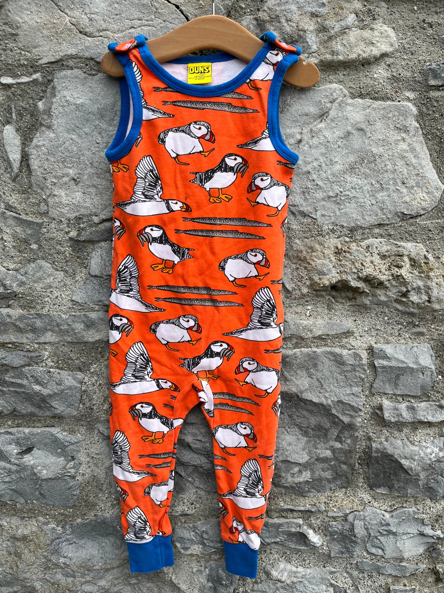Orange puffin dungarees 2y (92cm)