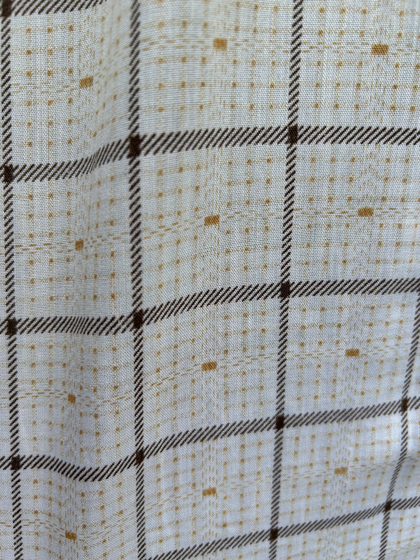70s beige check shirt Medium