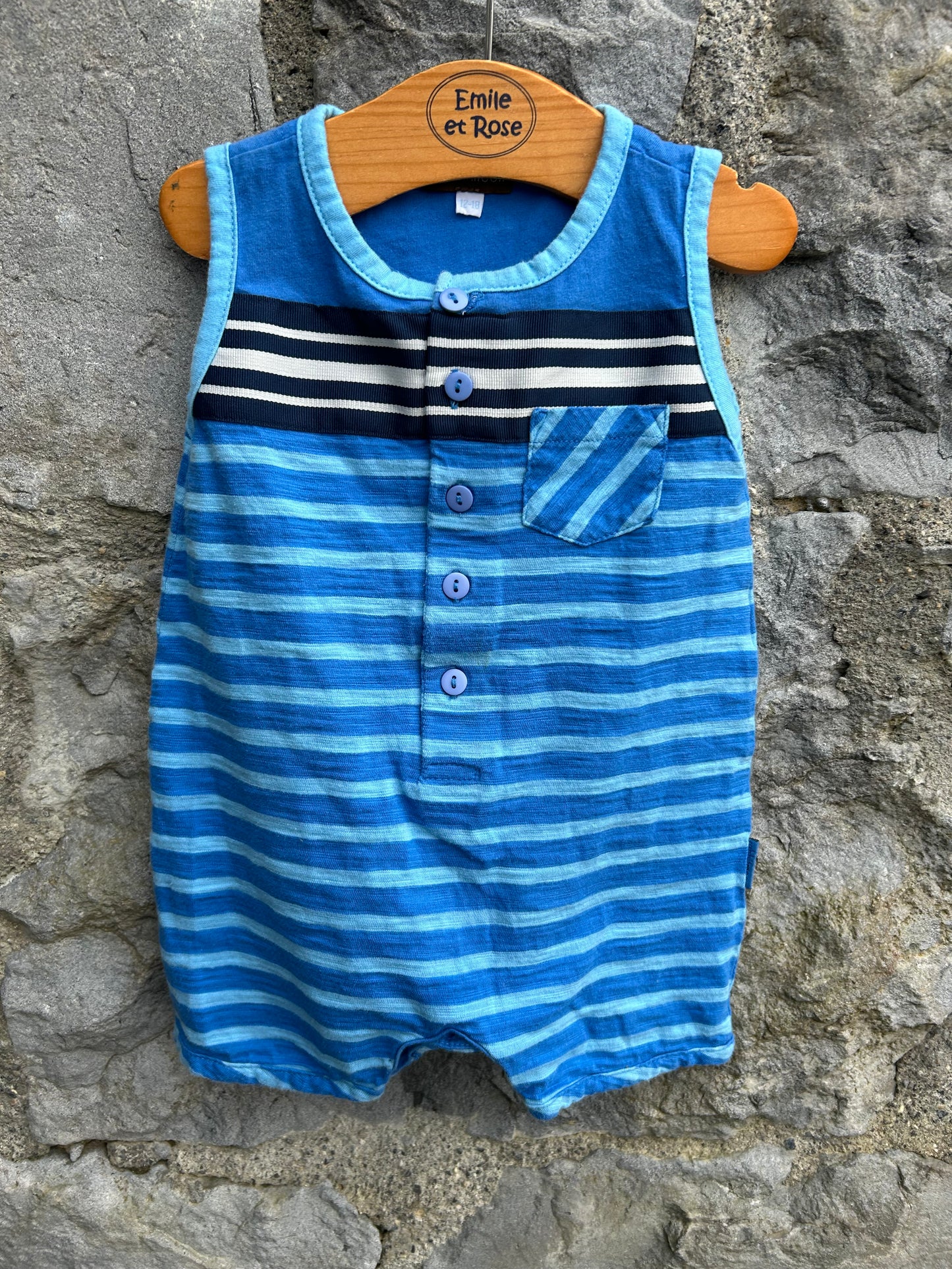 Blue stripy rompers 12-18m (80-86cm)