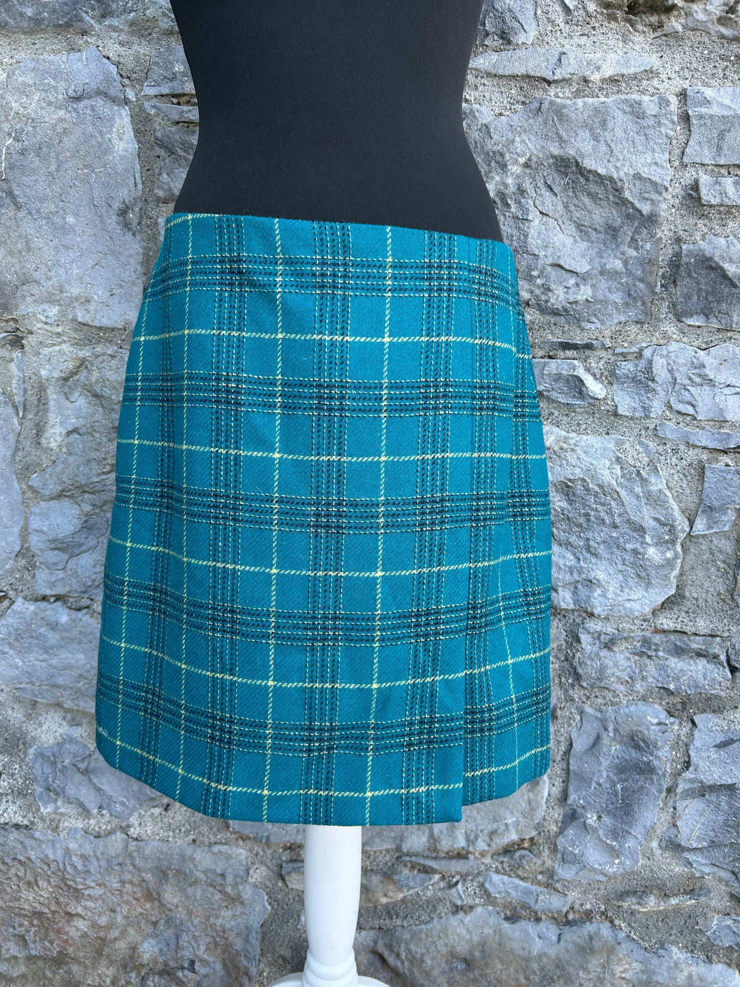 Green check woolly skirt uk 12