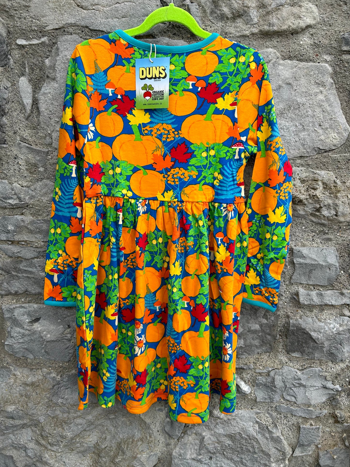 Autumn print blue dress 7-8y (122-128cm)