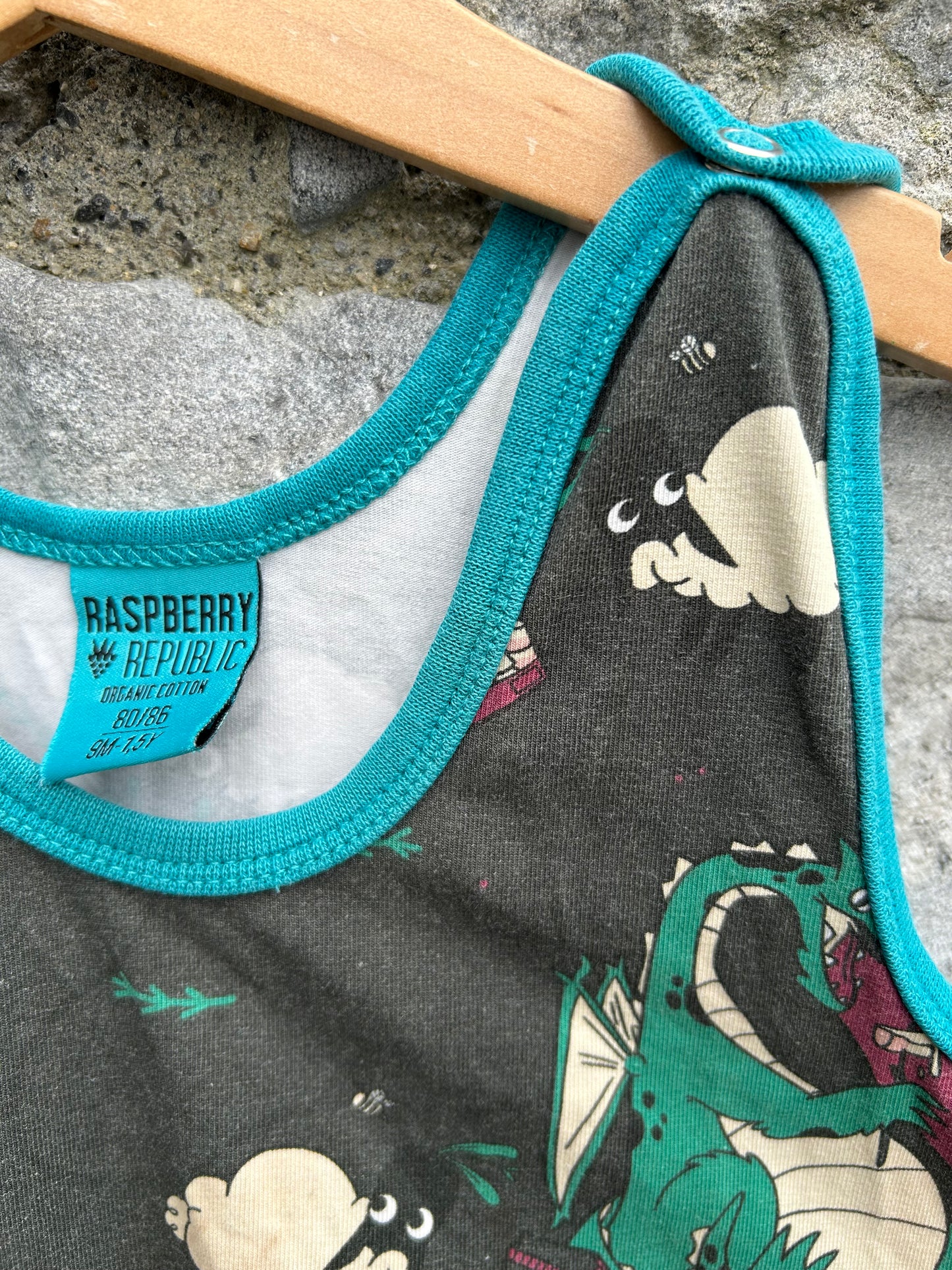 Dragon charcoal dungarees 12-18m (80-86cm)