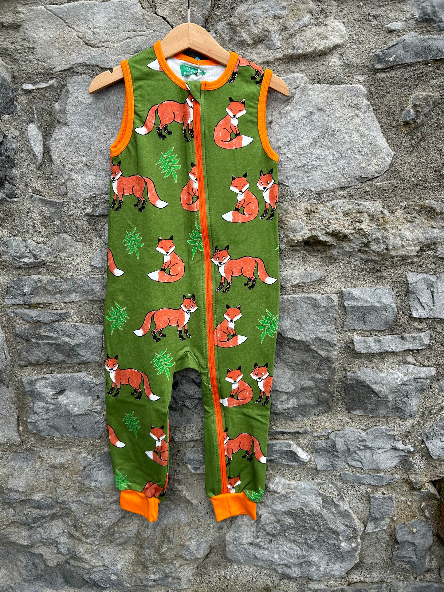Foxes green playsuit 3-4y (98-104cm)