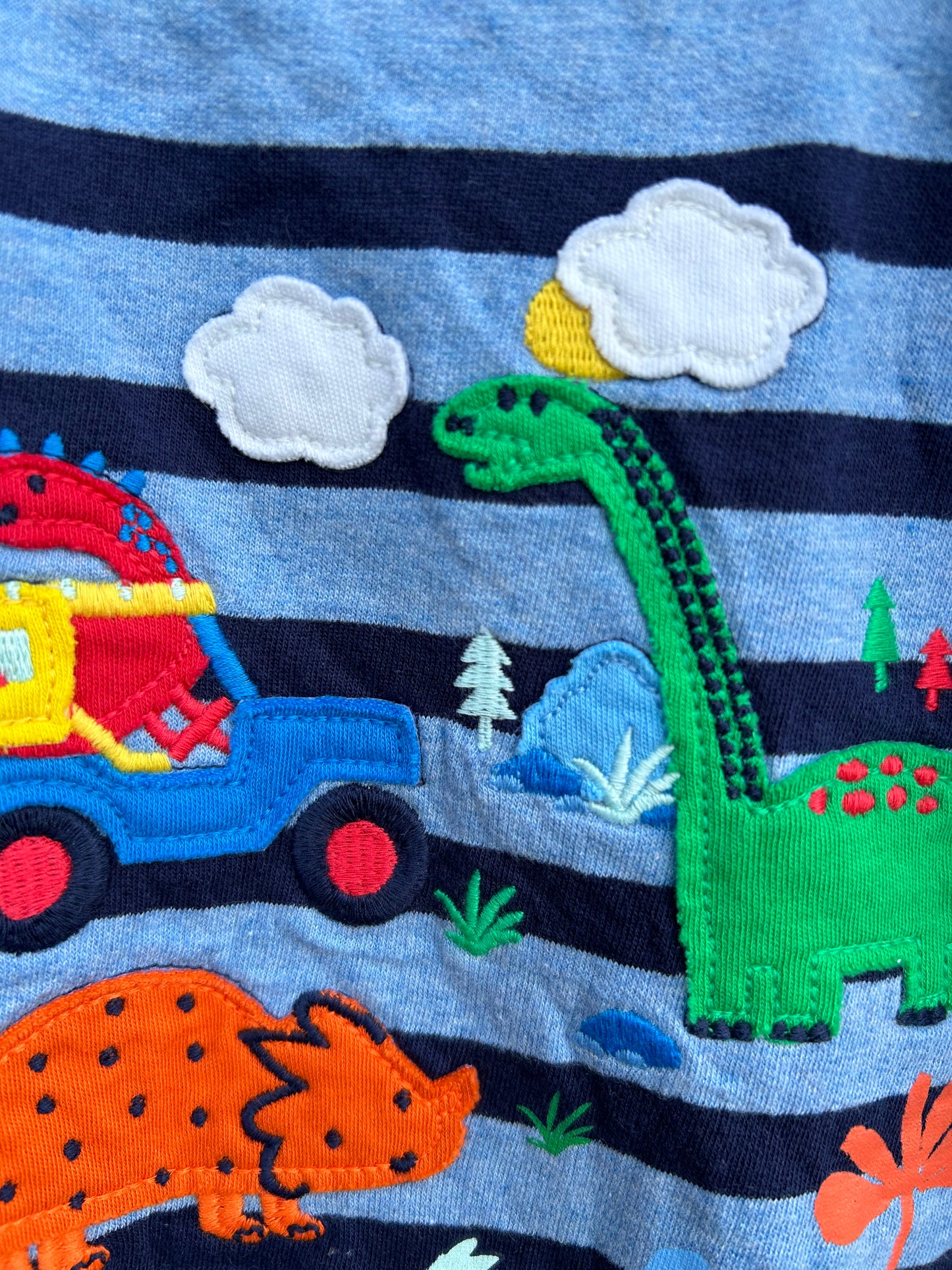 Dinosaurs stripy short dungarees 3-6m (62-68cm)