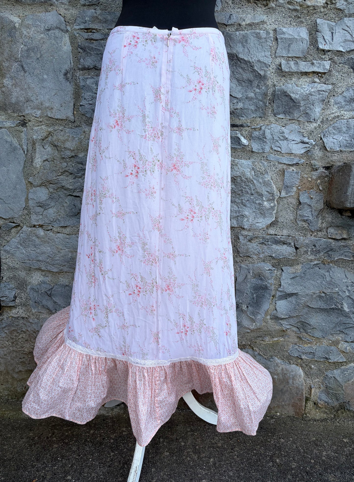 Y2K pink floral maxi skirt uk 10