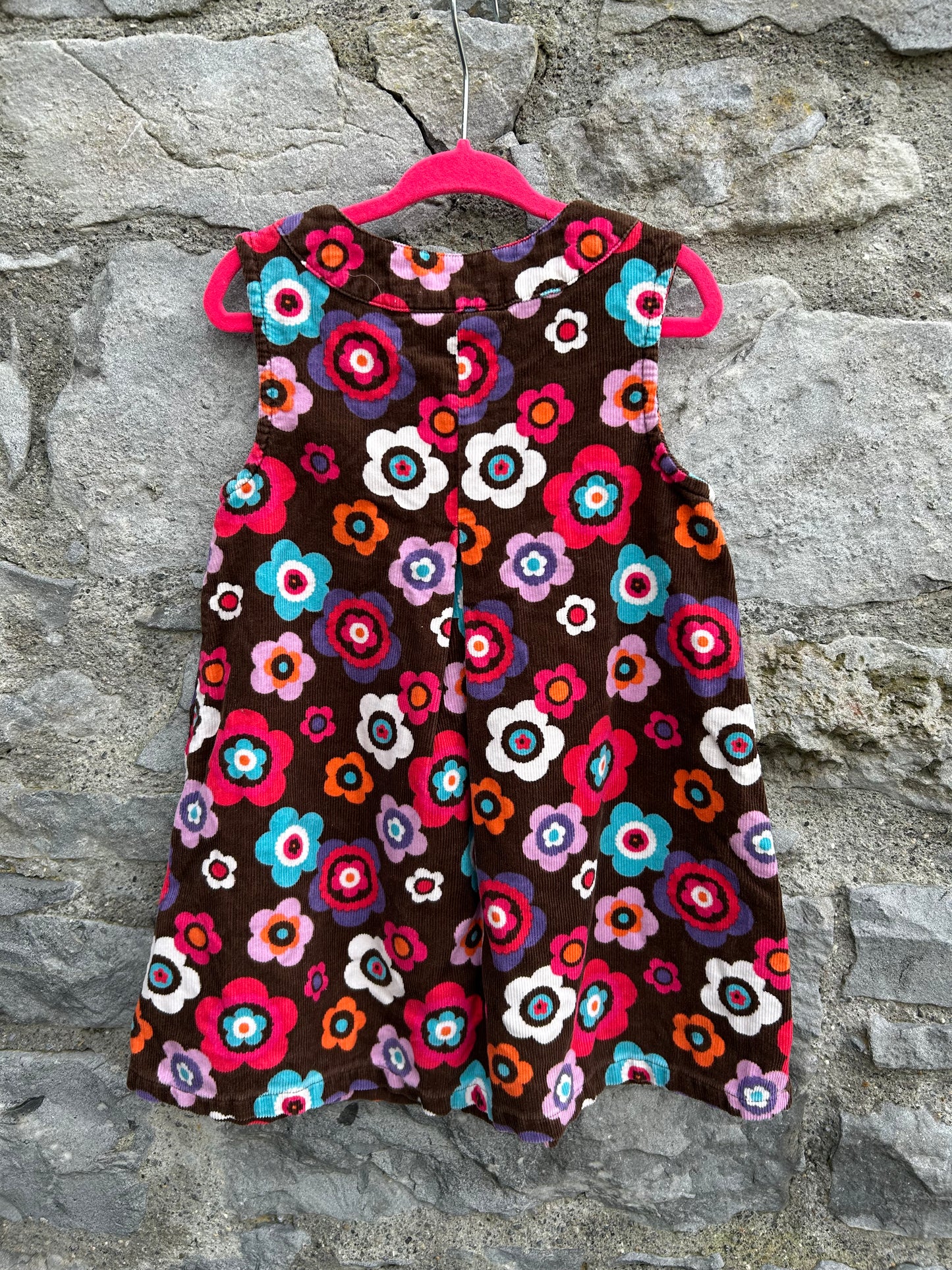 Colourful flowers cord pinafore 2-3y (92-98cm)