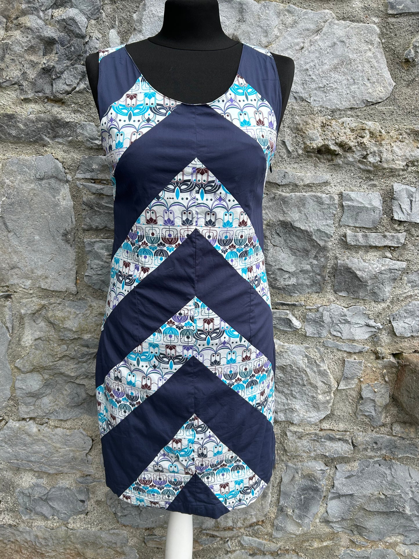 Navy&floral chevron dress uk 6-8