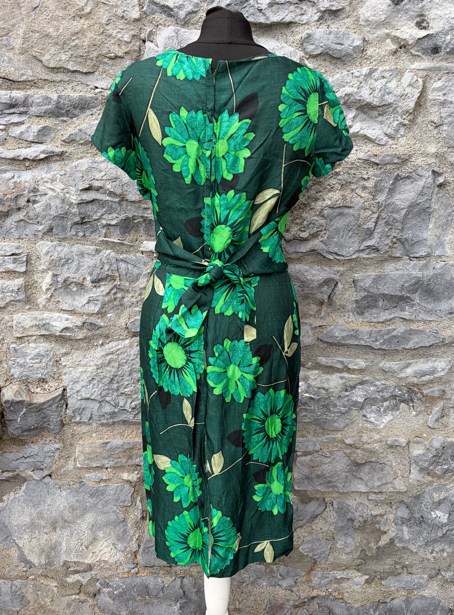 90s green flowers dress uk 6