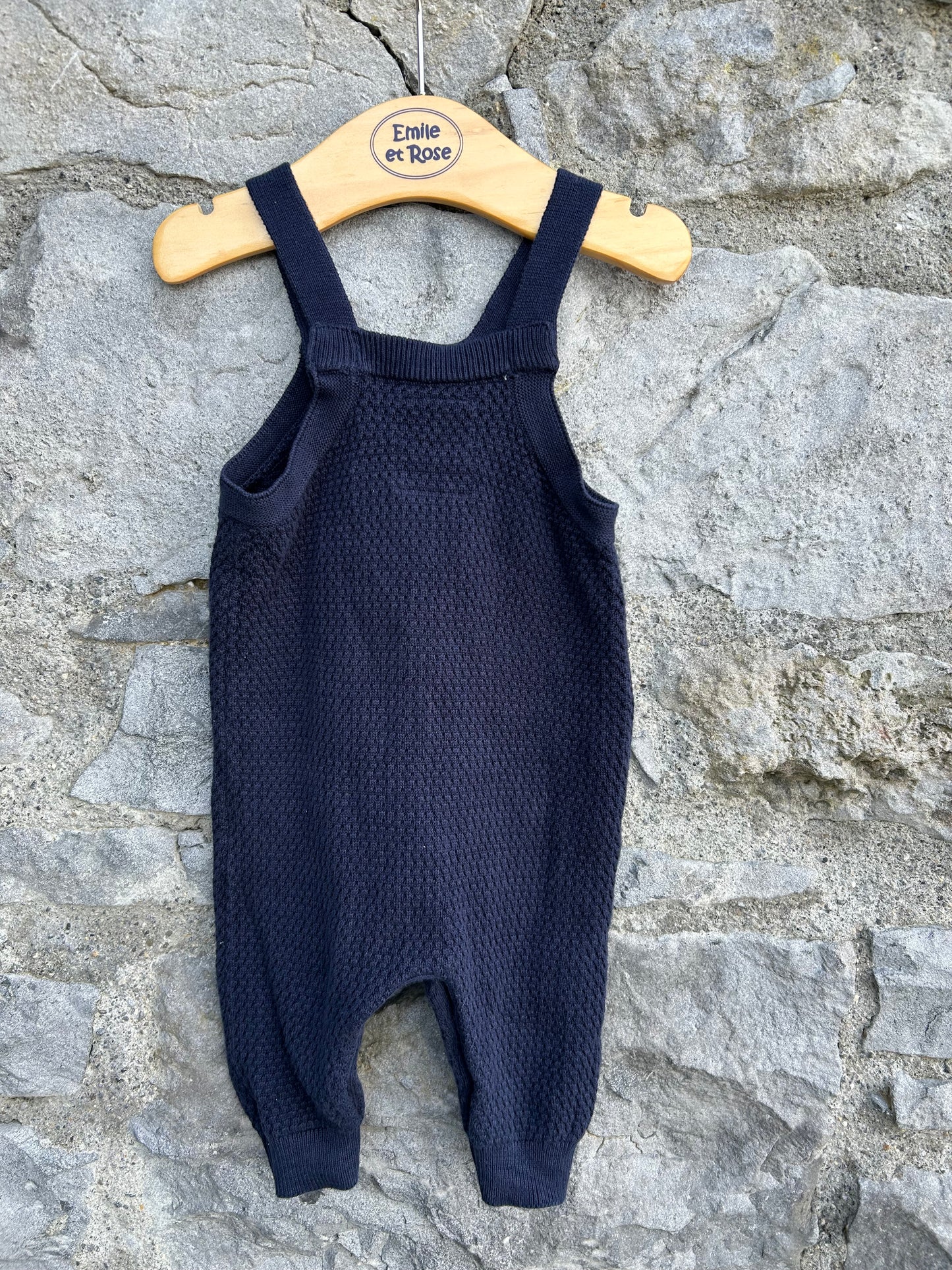 Navy knitted dungarees 3-6m (62-68cm)