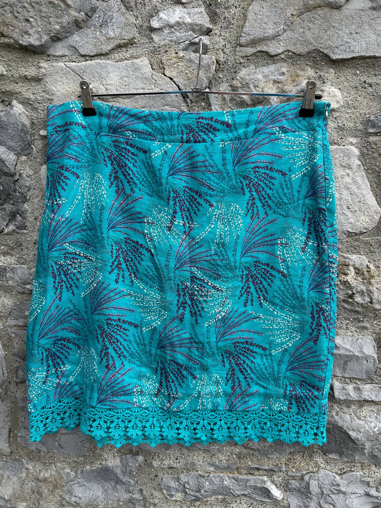 Teal plants skirt uk 16-18