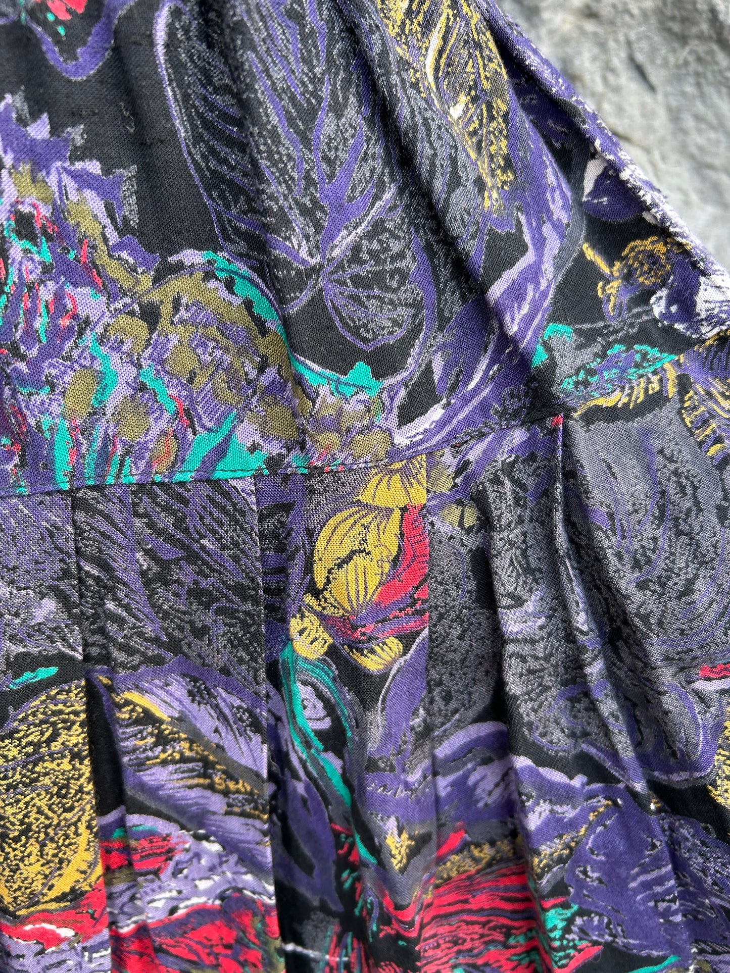 80s colourful leaves grey skirt uk 6-8