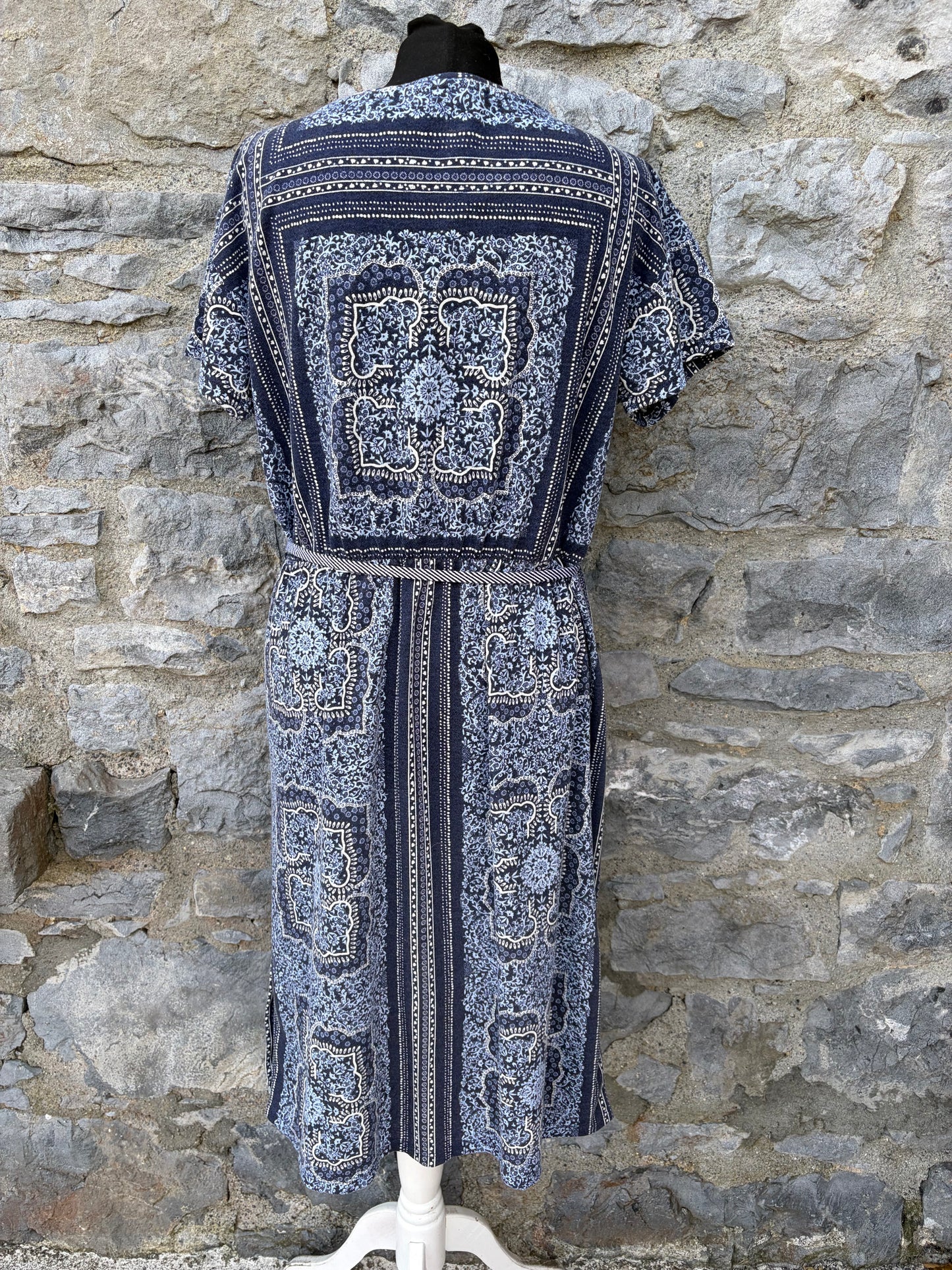 Navy tile floral print dress uk 12-14