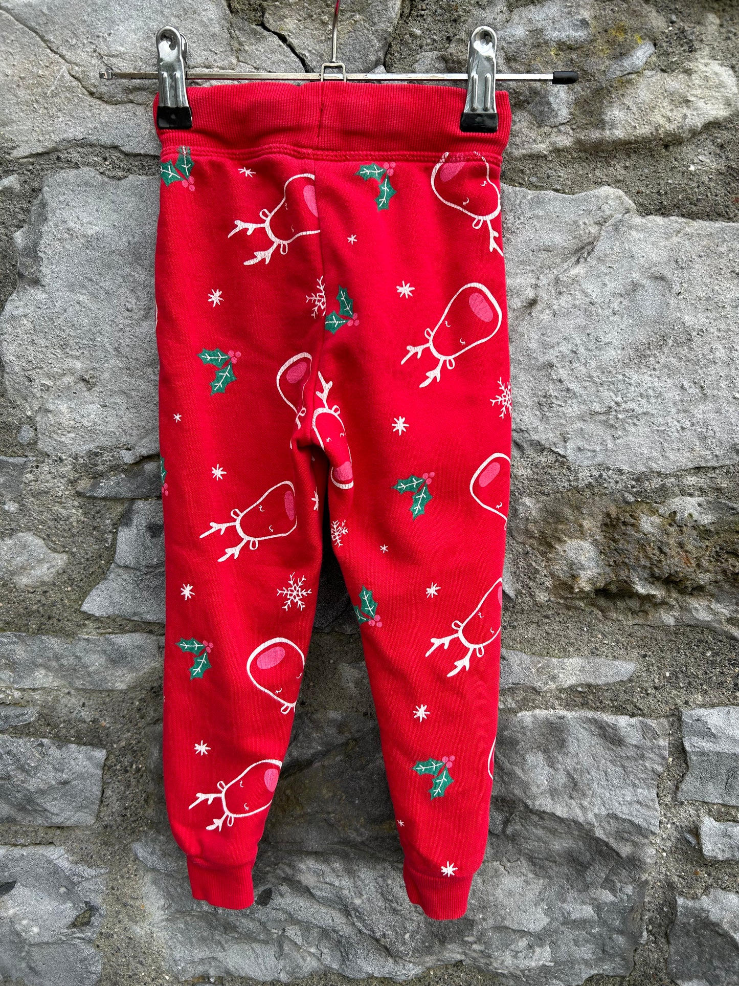 Red reindeer tracksuit bottoms 2-3y (92-98cm)