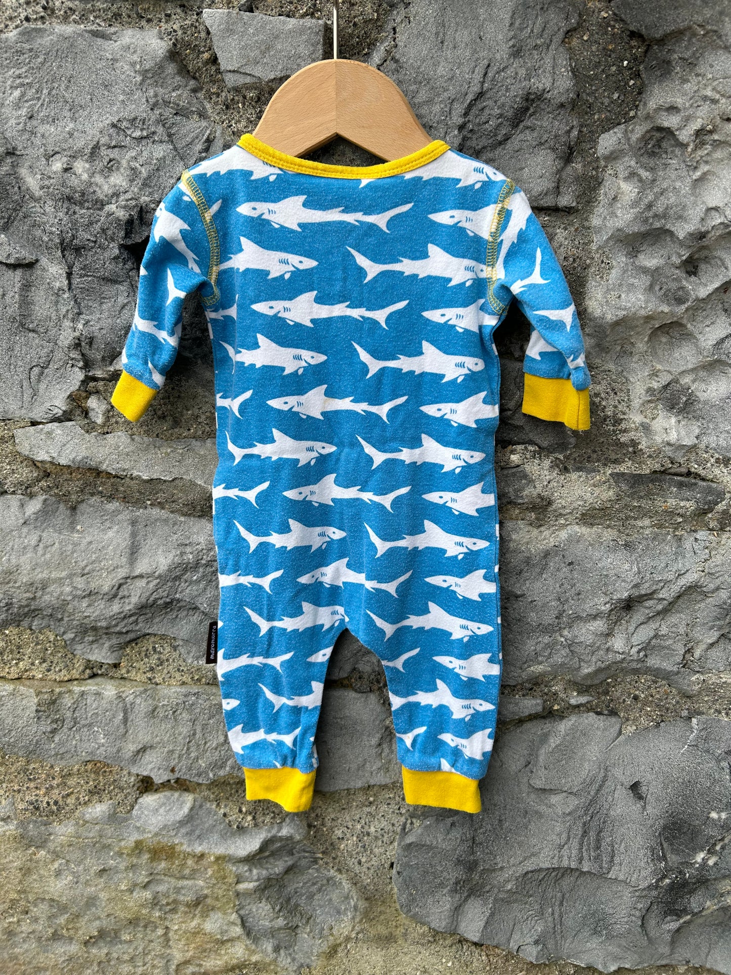 Shark blue onesie 0-1m (50-56cm)