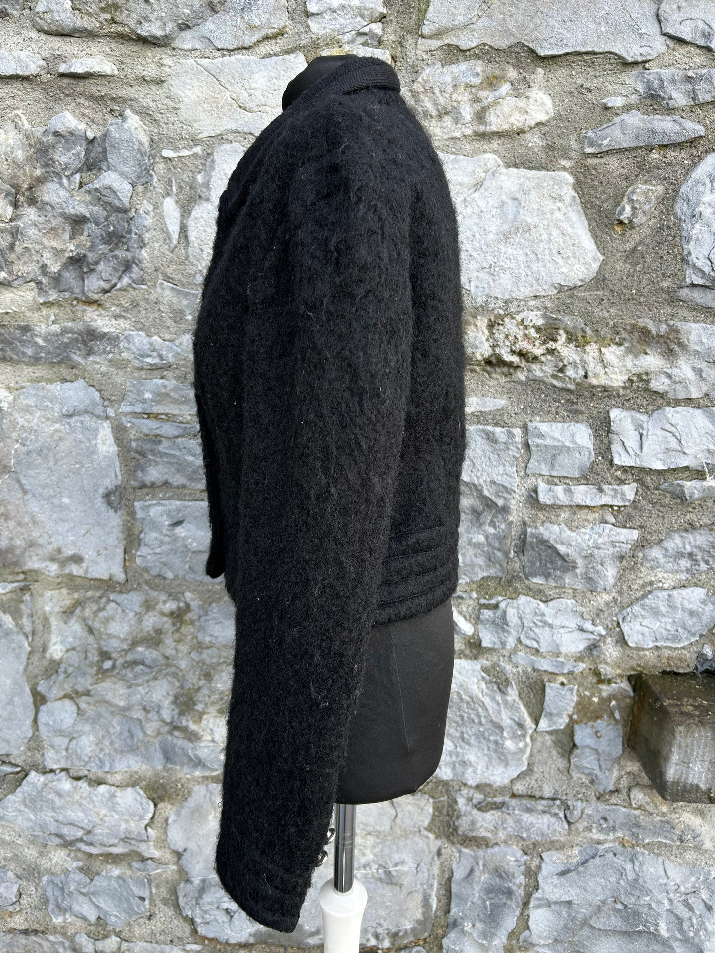 90s black woolly jacket uk 8-10