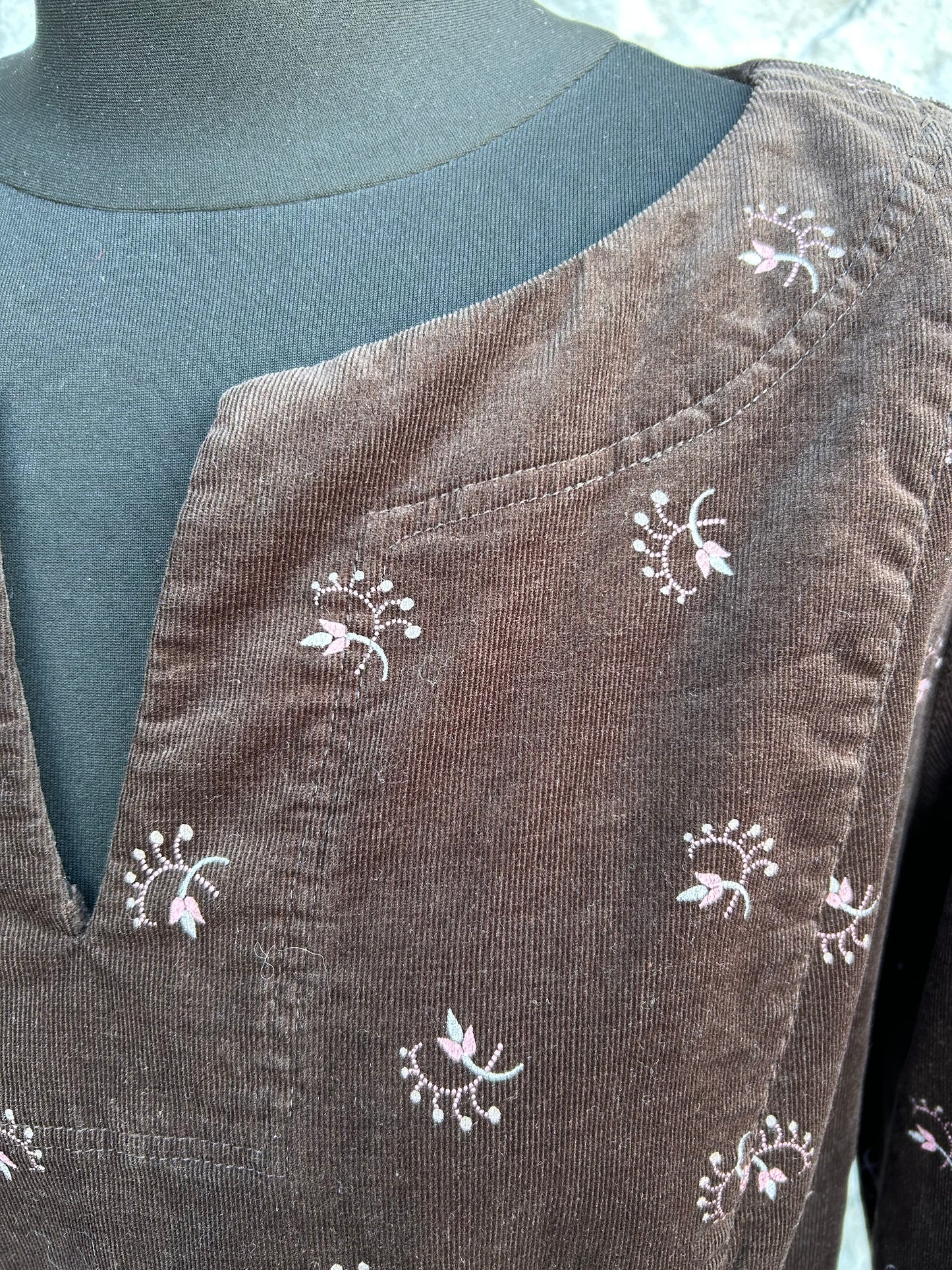 Brown floral cord dress uk 14