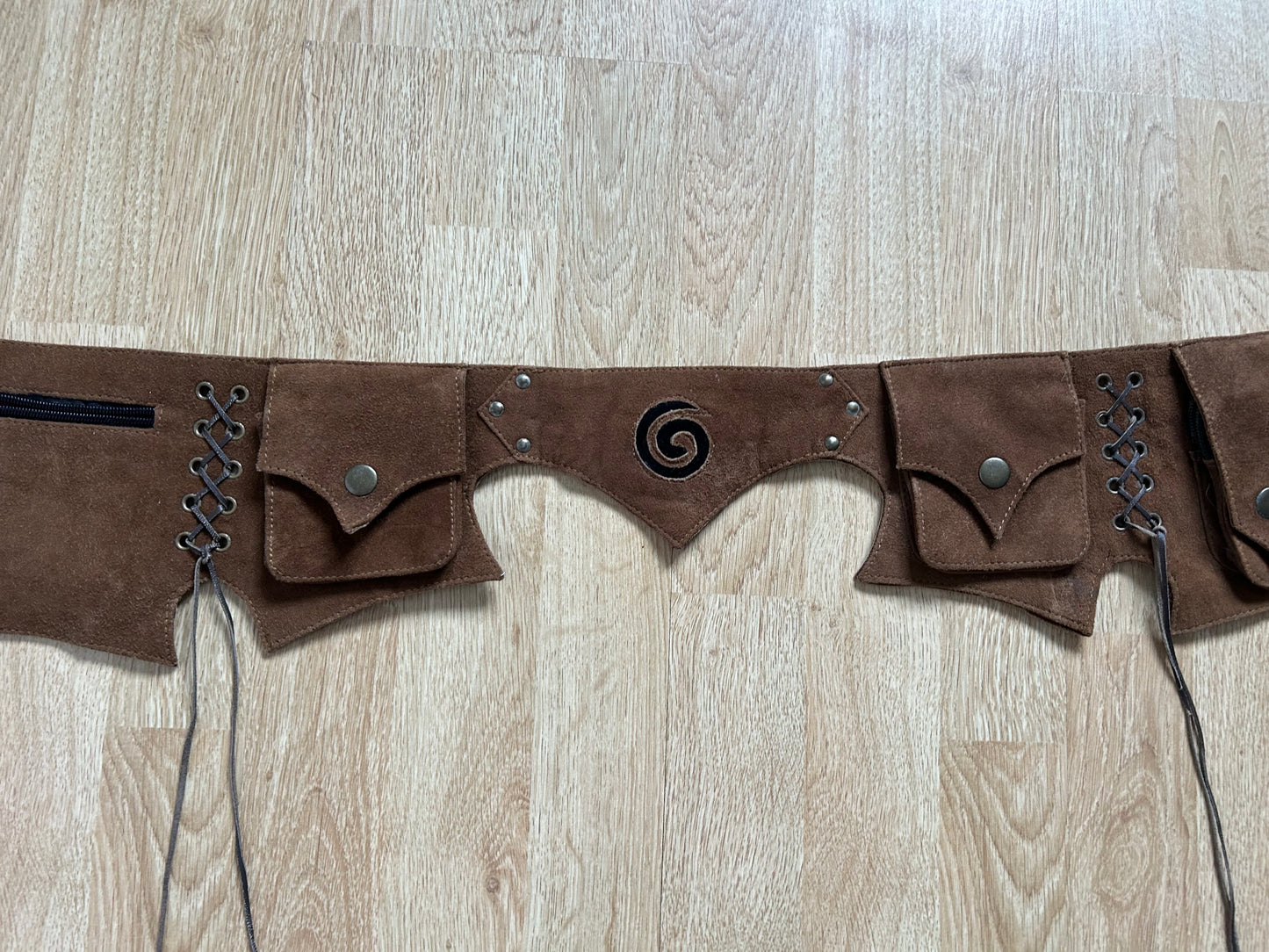 Brown pocket leather belt