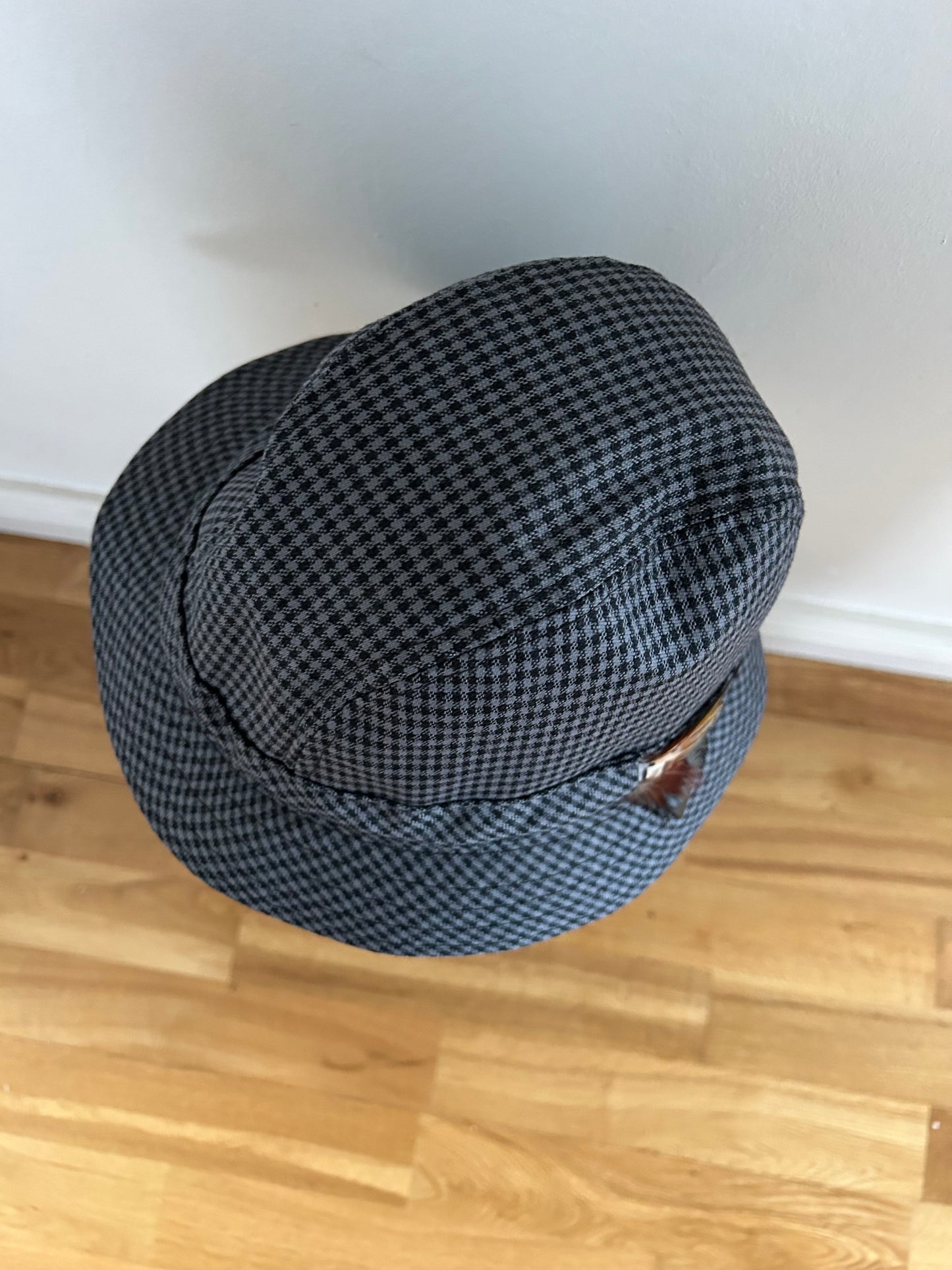 Grey gingham hat