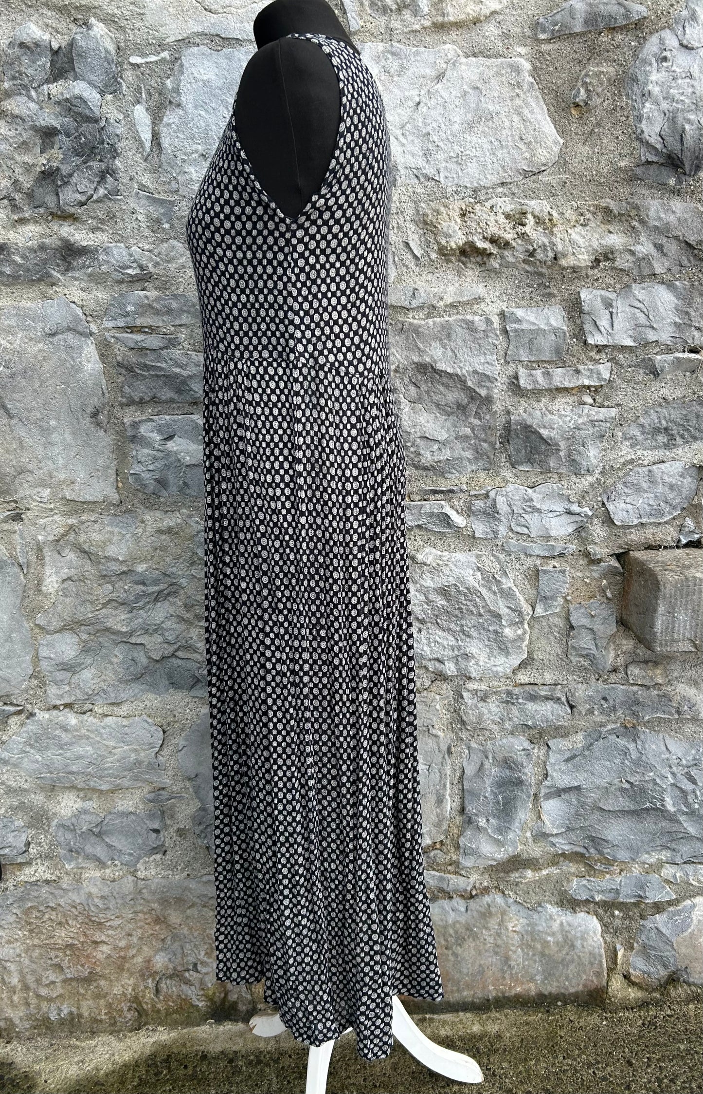 90s black geometric patterned dress uk 10-12