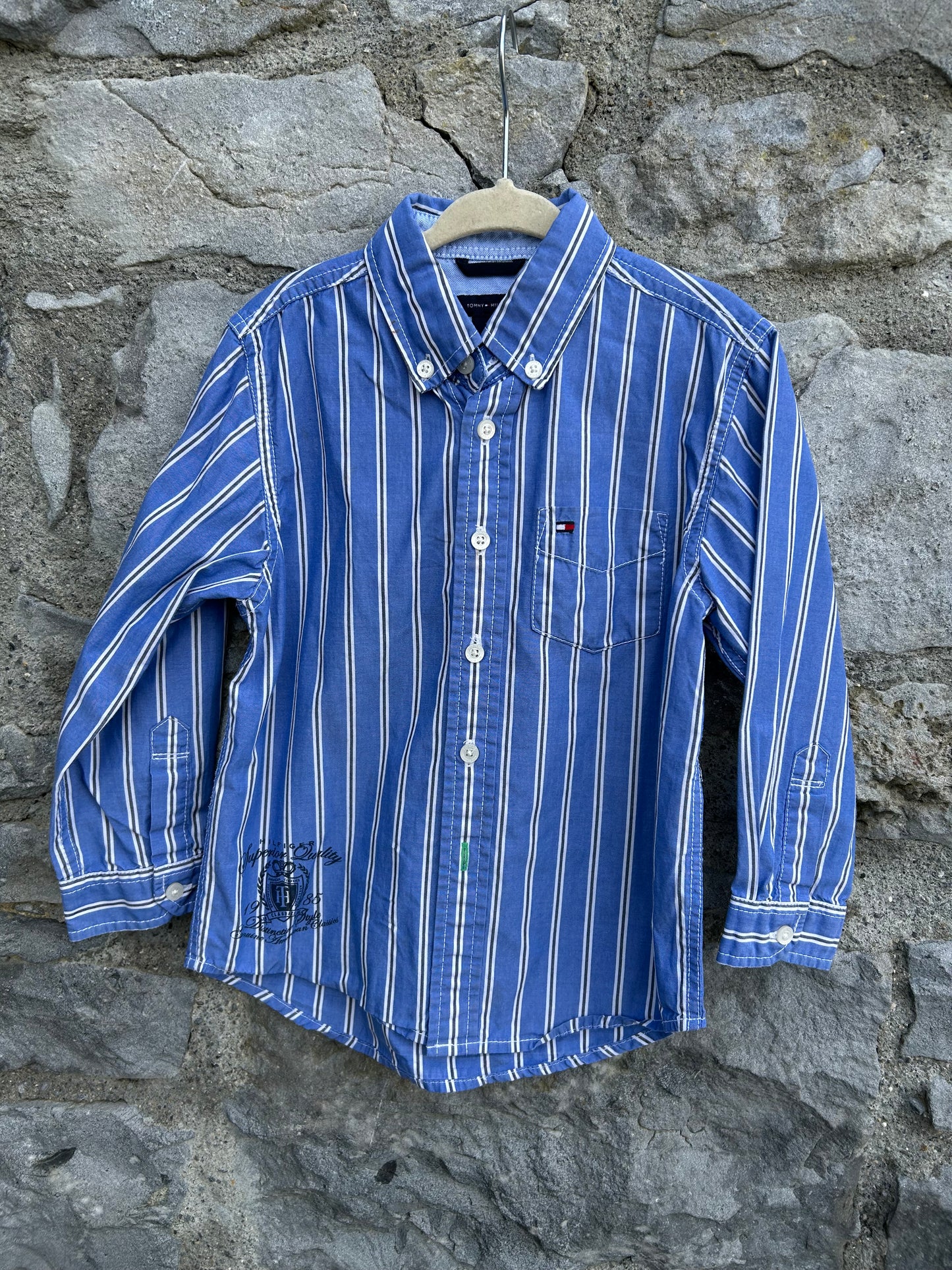 TH Blue stripy shirt 3y (98cm)