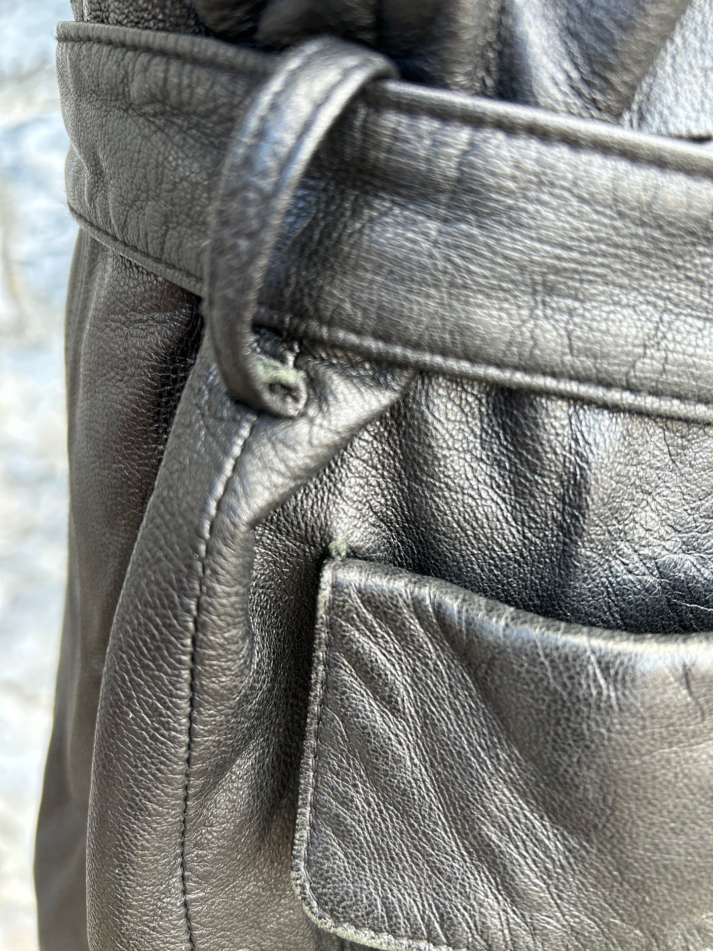 90s black leather coat uk 12
