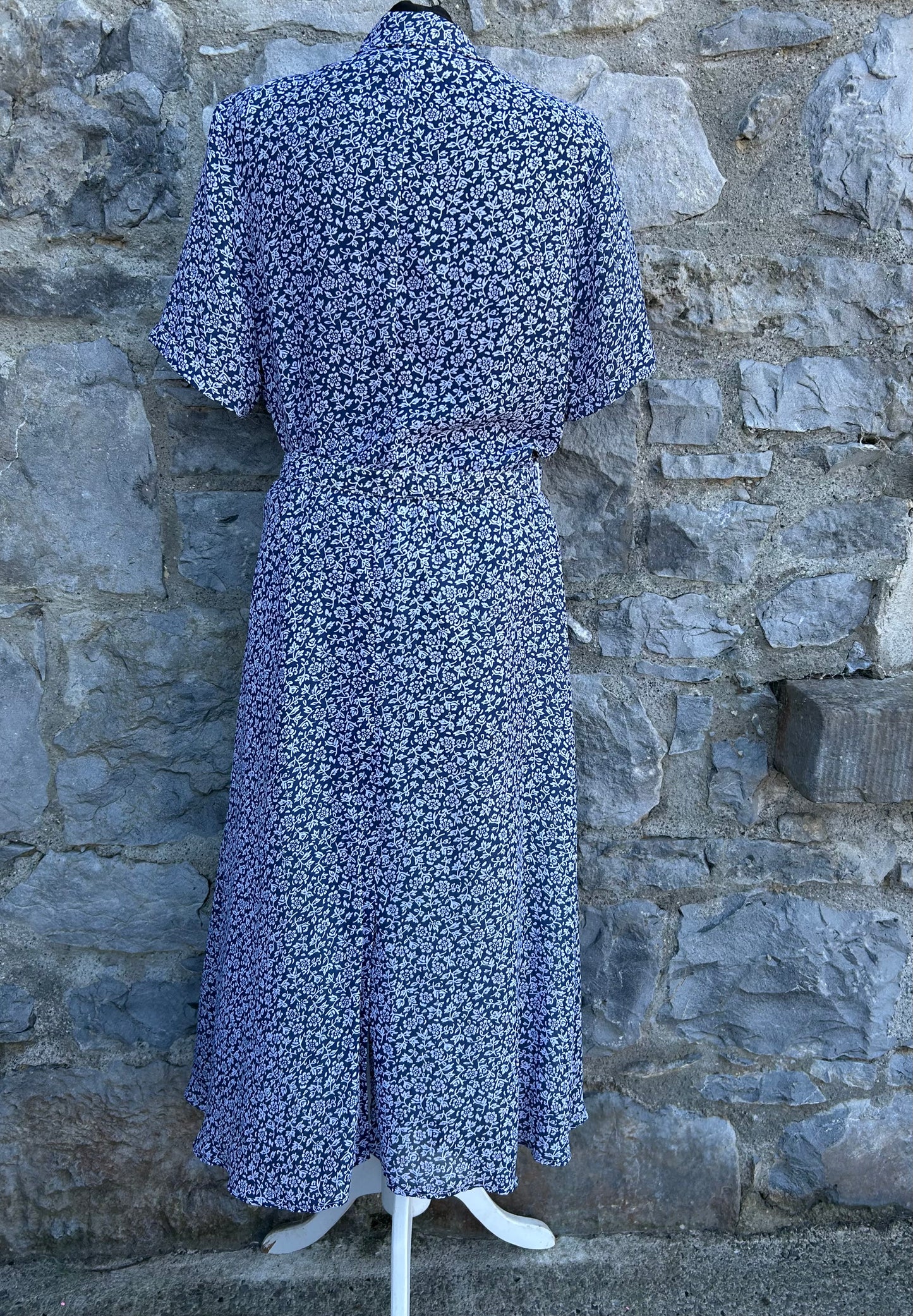 90s navy floral dress uk 12-14