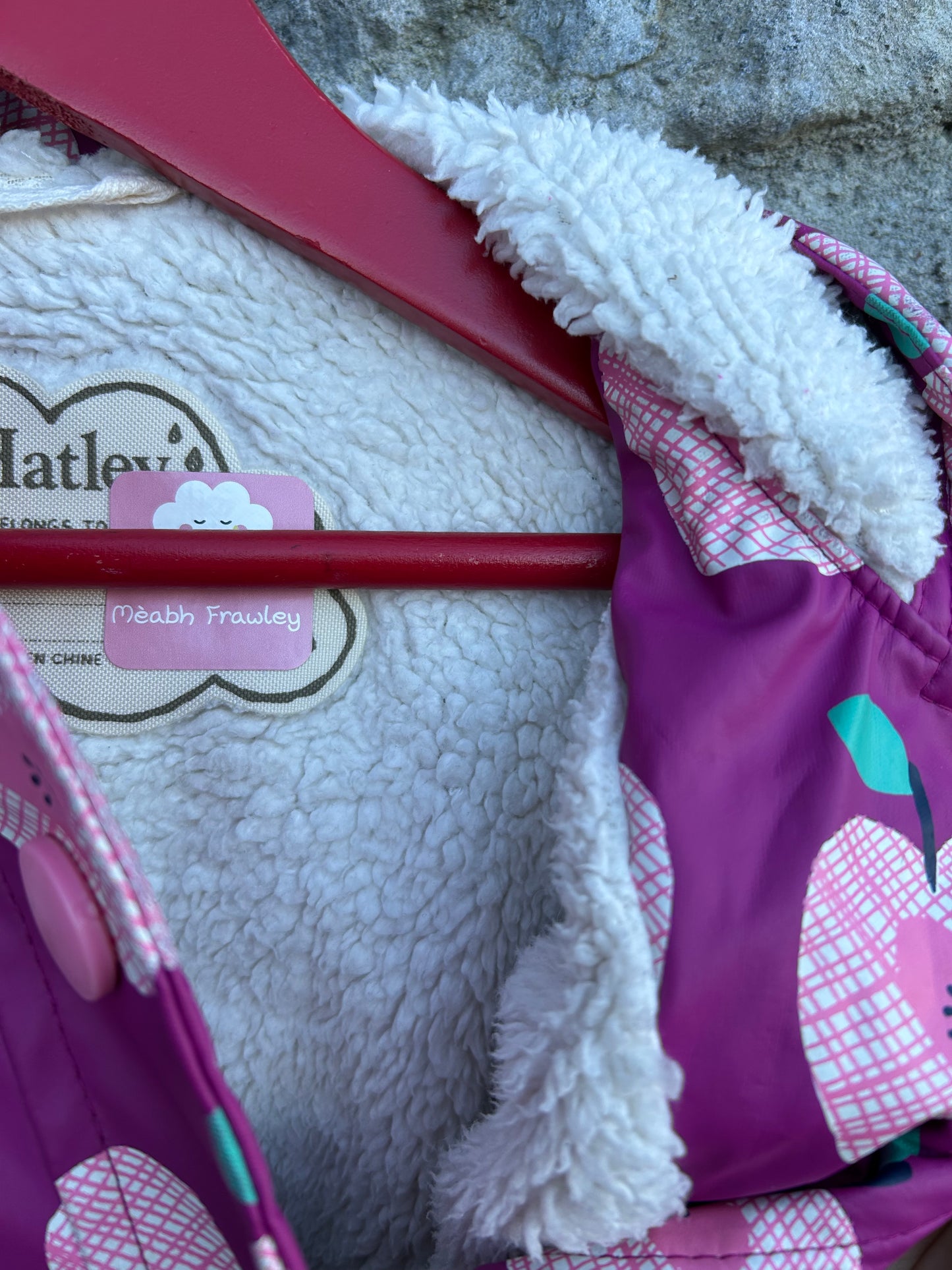 Pink apples Sherpa lined coat 18-24m (86-92cm)