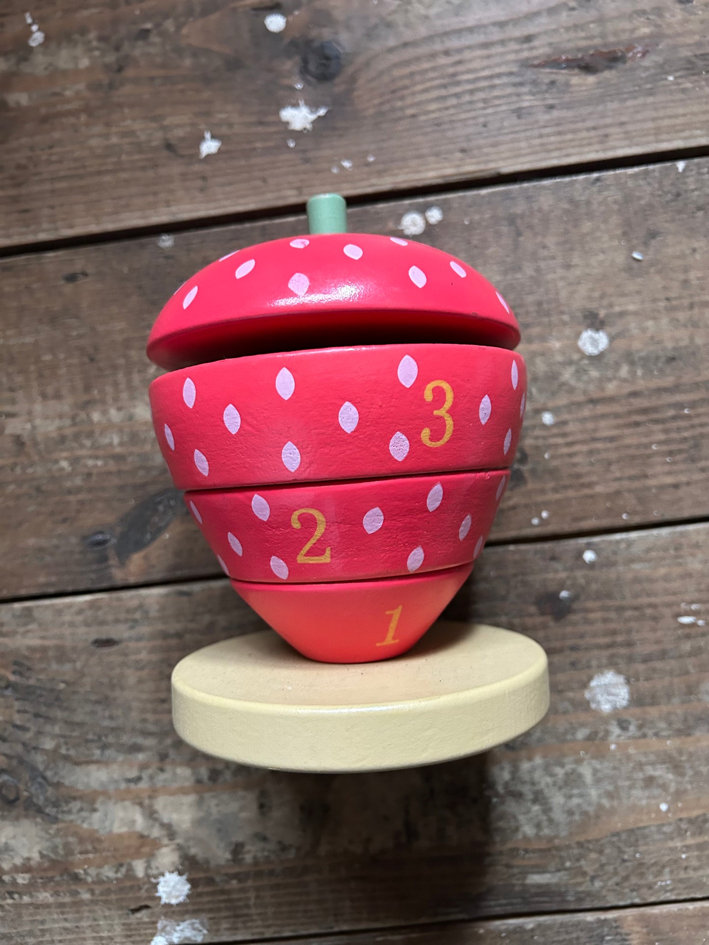 Wooden strawberry stacking toy