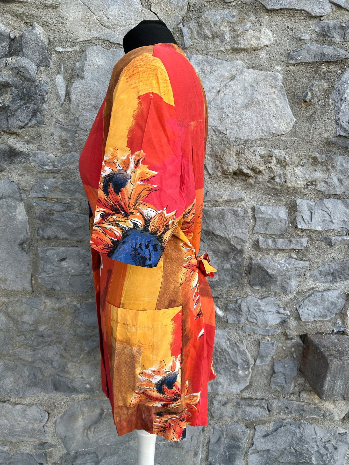 80s Red&orange floral tunic uk 12