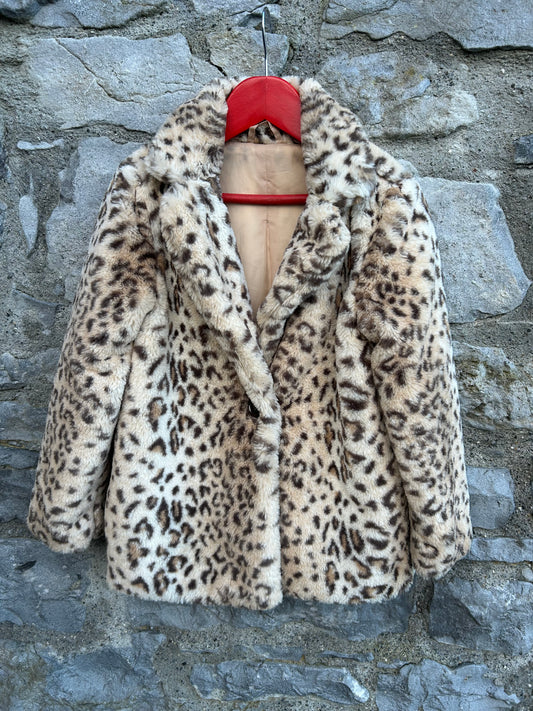 Leopard print furry coat  6-7y (116-122cm)
