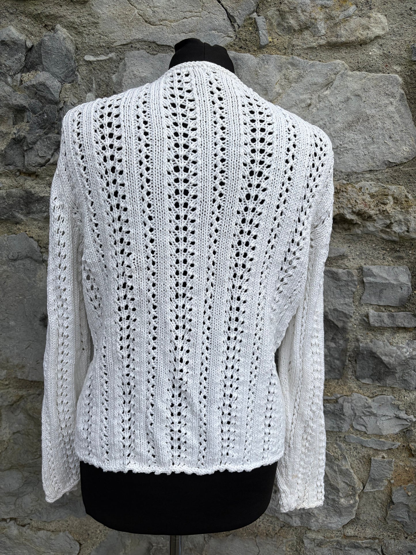 90s white pointelle cardigan uk 10