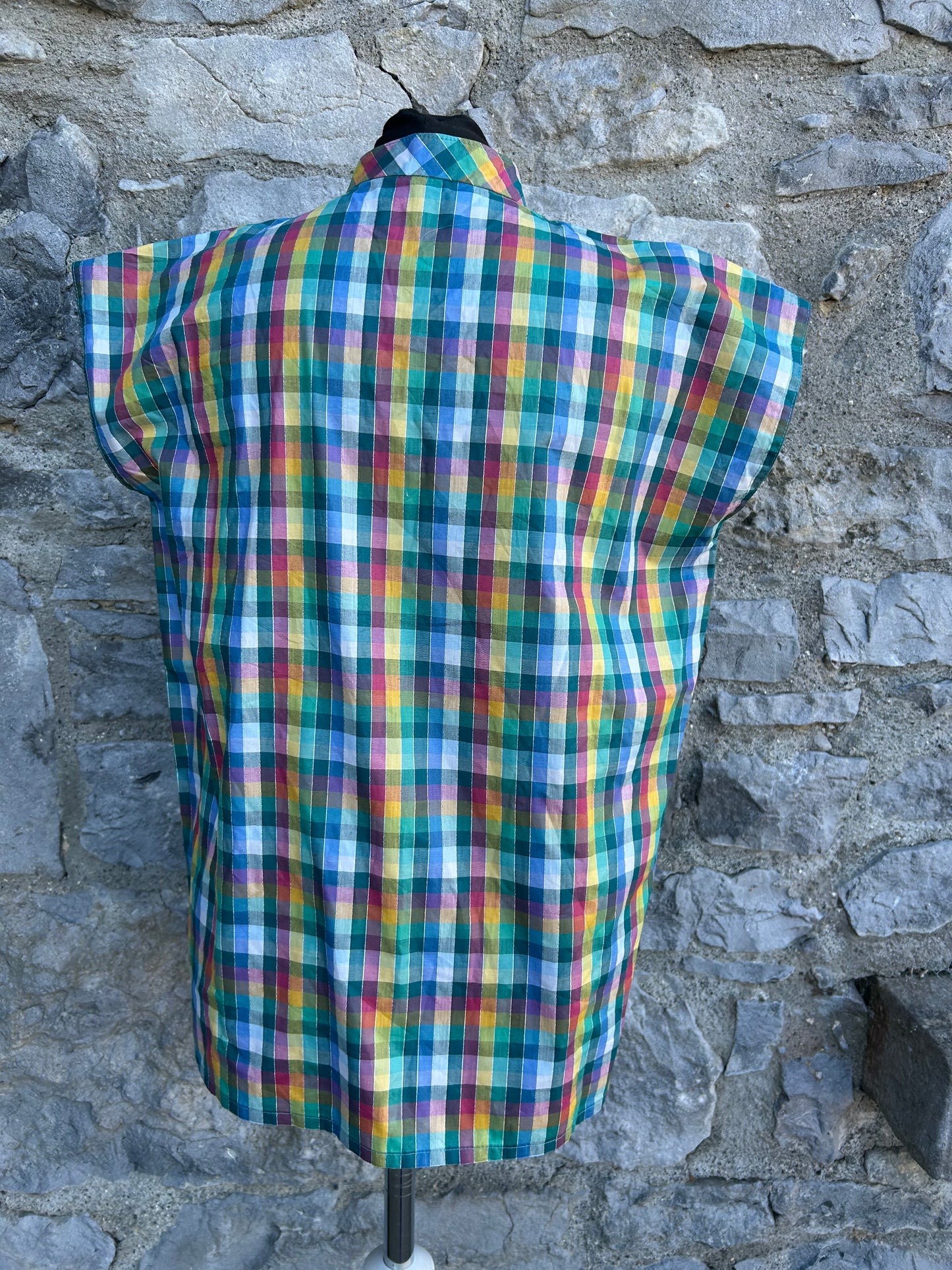 80s rainbow check top&skirt uk 8