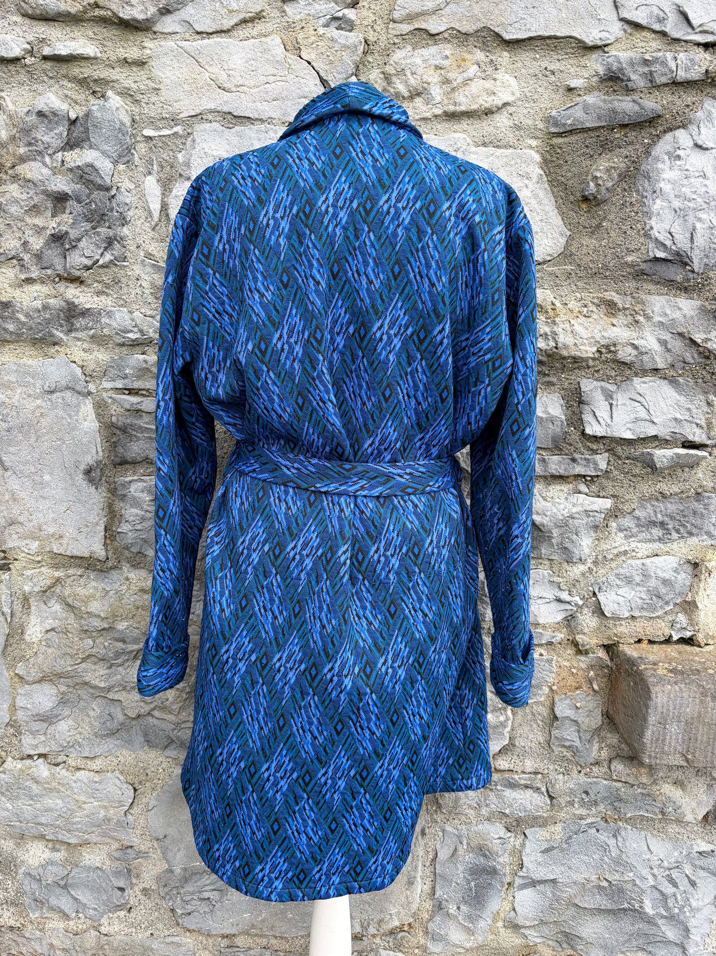 80s blue chevron coat uk 12
